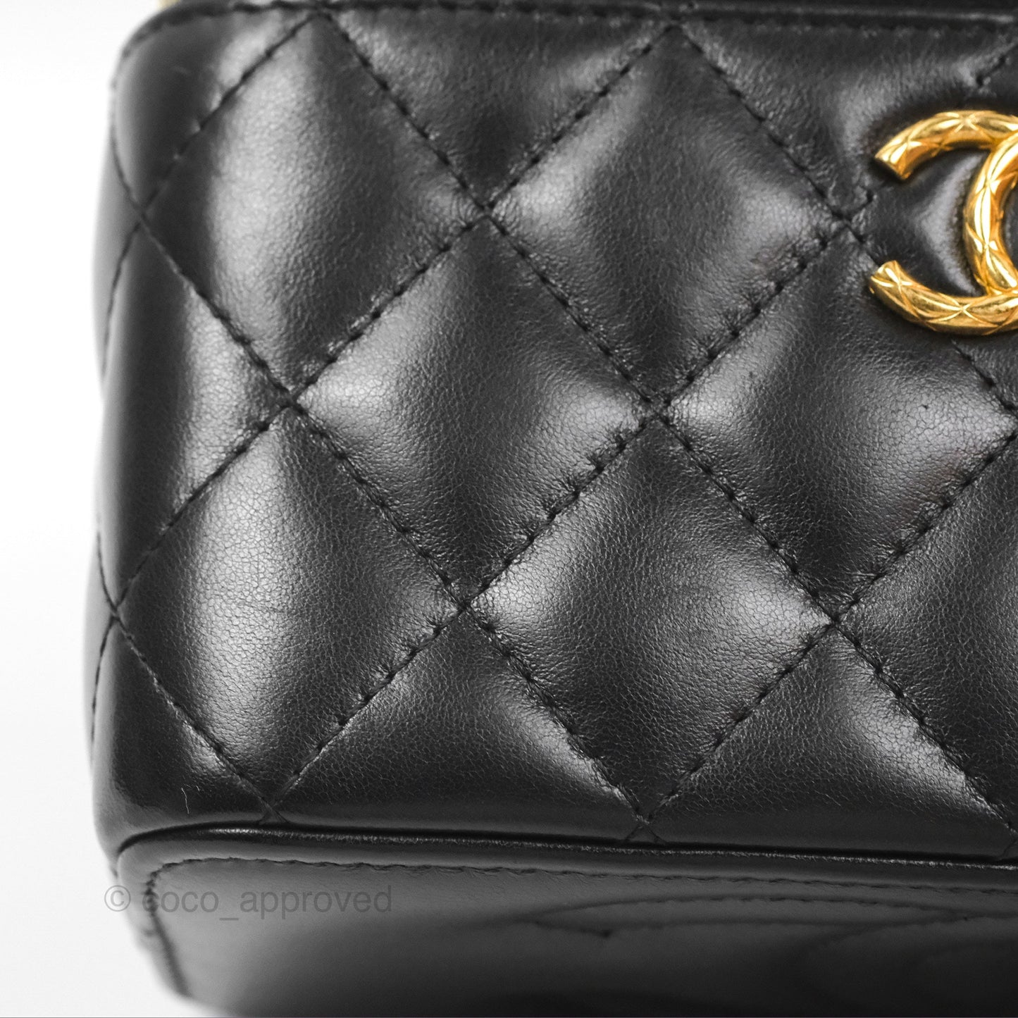 Chanel All Slide Vanity with Adjustable Chain Black Lambskin Aged Gold Hardware