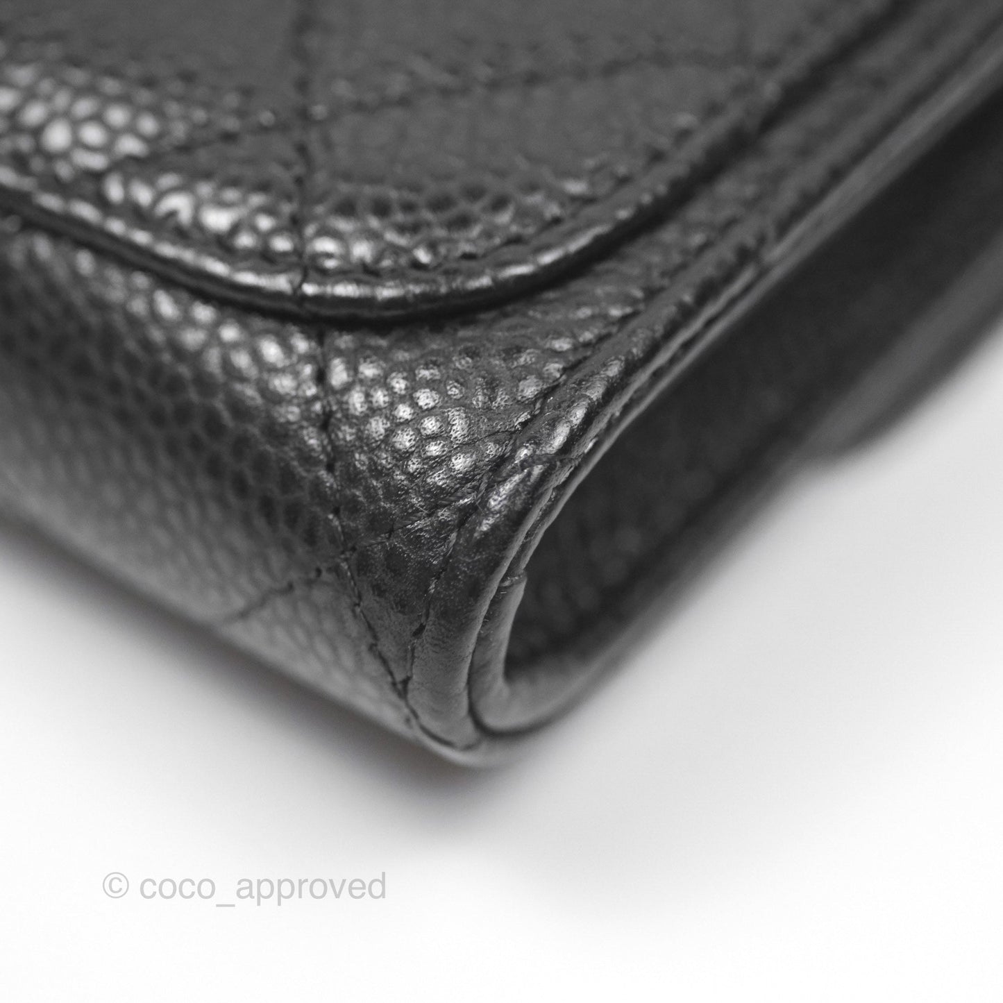 Chanel Caviar Quilted Flap Card Holder Black Gold Hardware