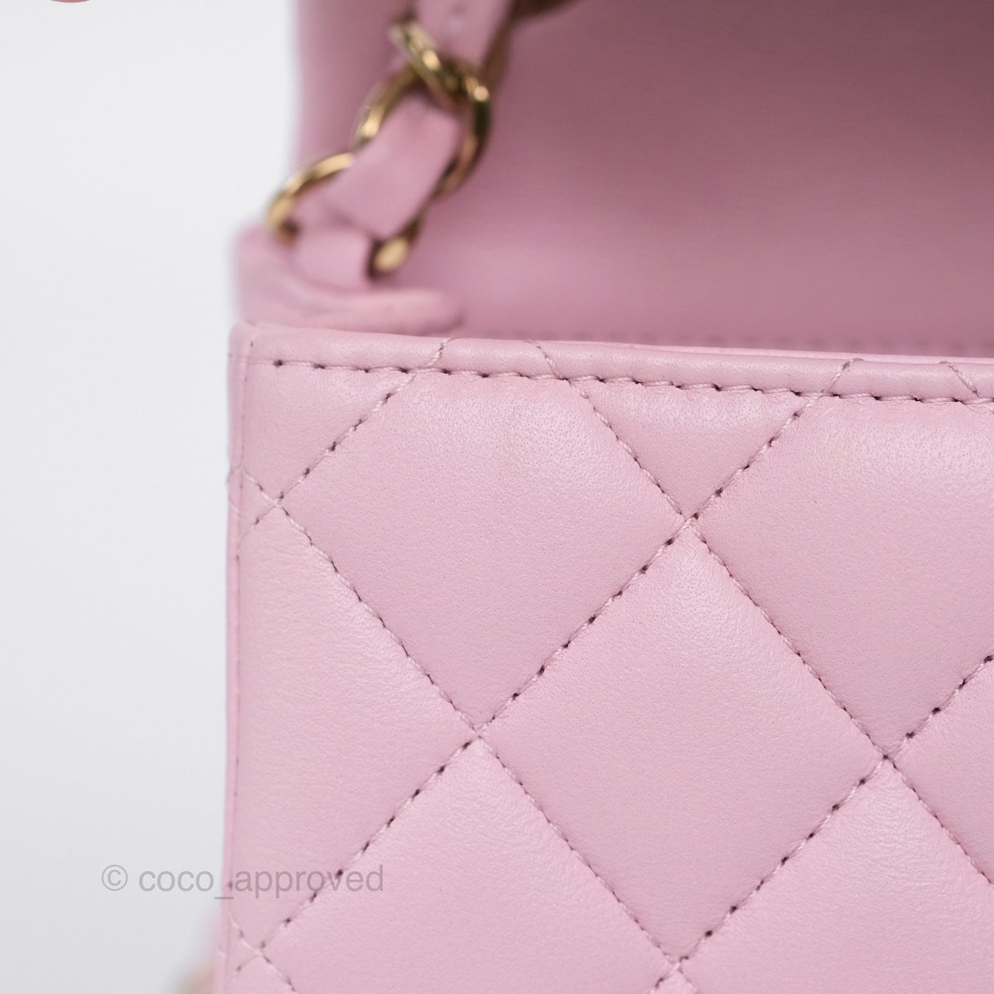 Chanel Mini Square Flap Quilted Pink Lambskin Gold Hardware