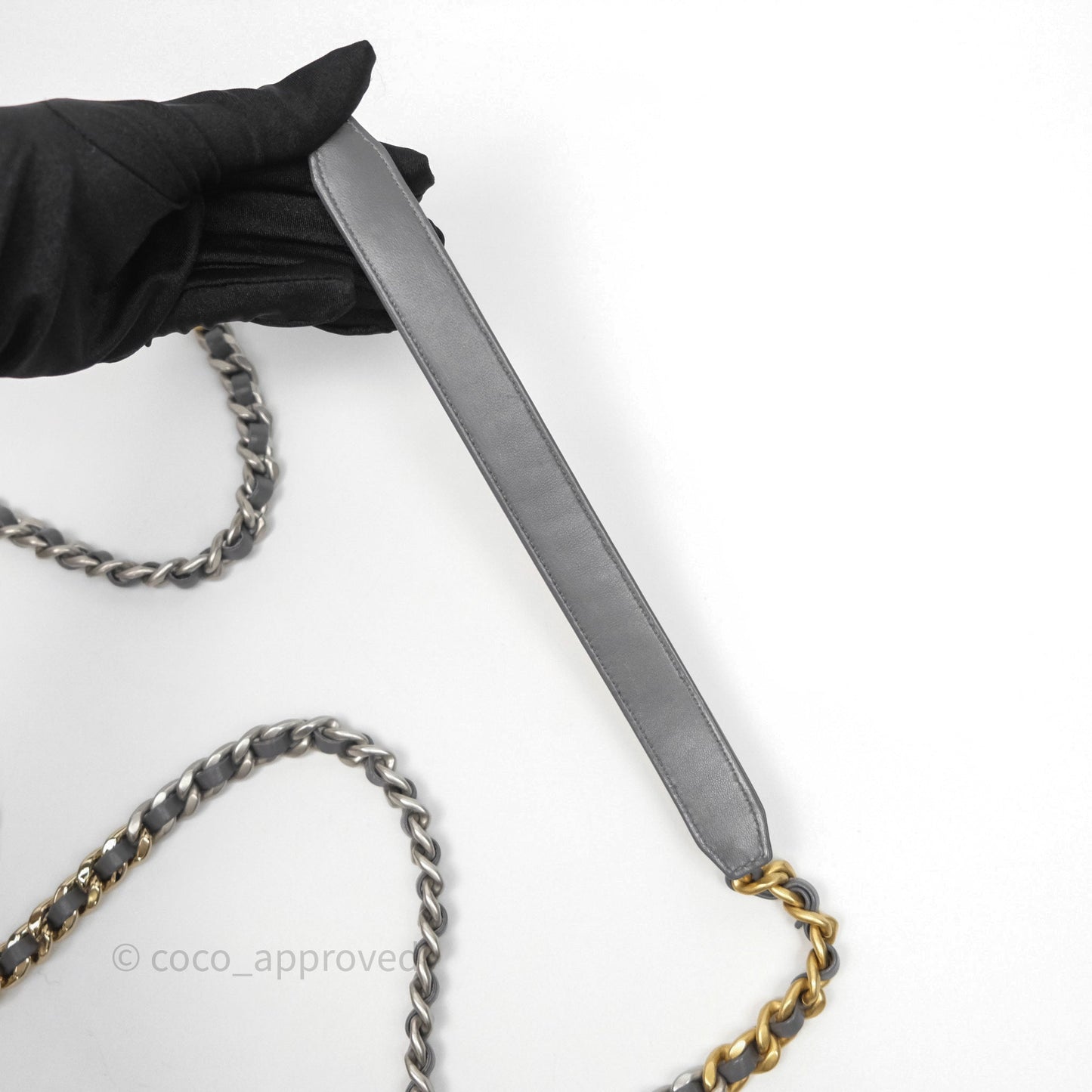 Chanel 19 Wallet on Chain WOC Grey Lambskin Mixed Hardware