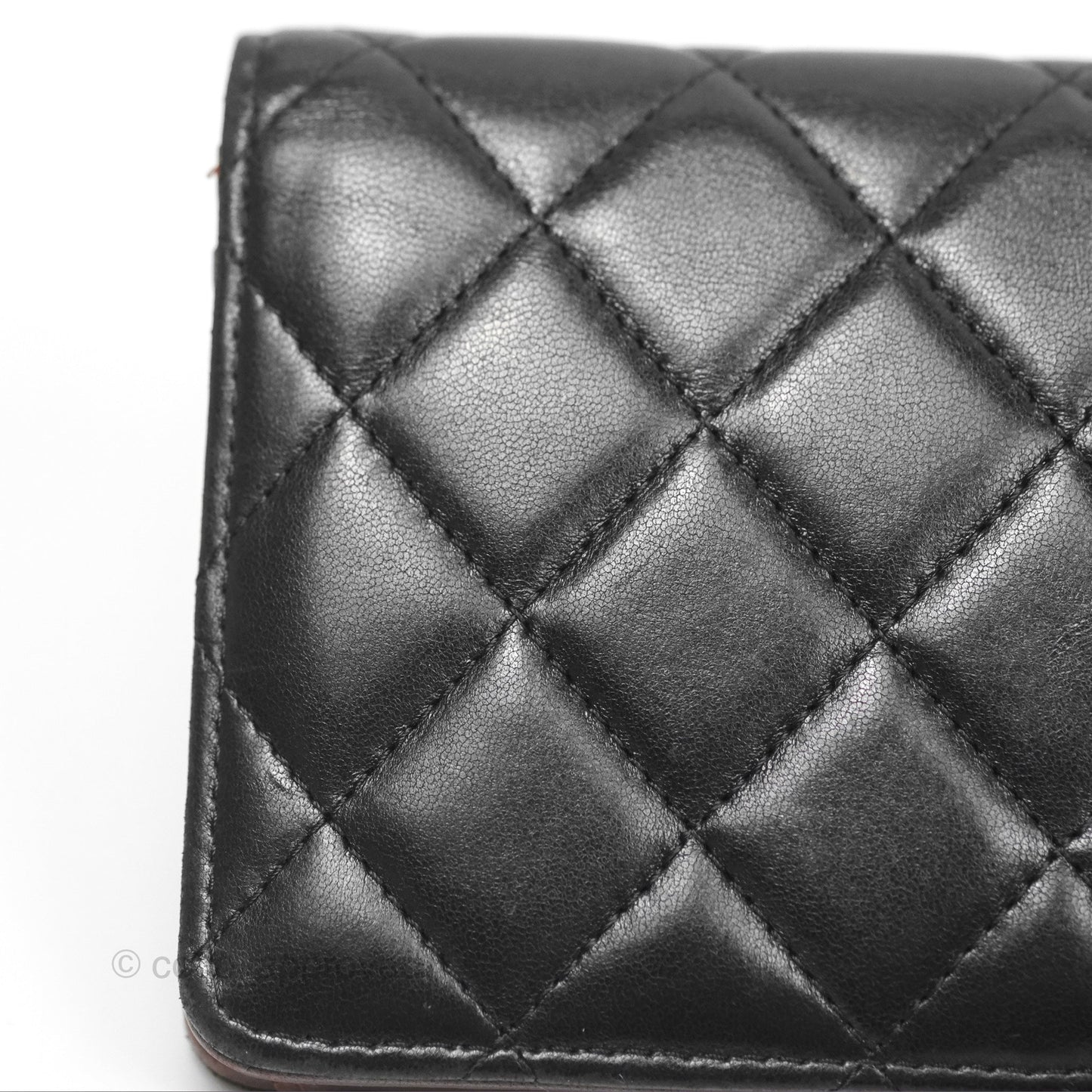 Chanel Classic Quilted Long Wallet Black Lambskin Silver Hardware