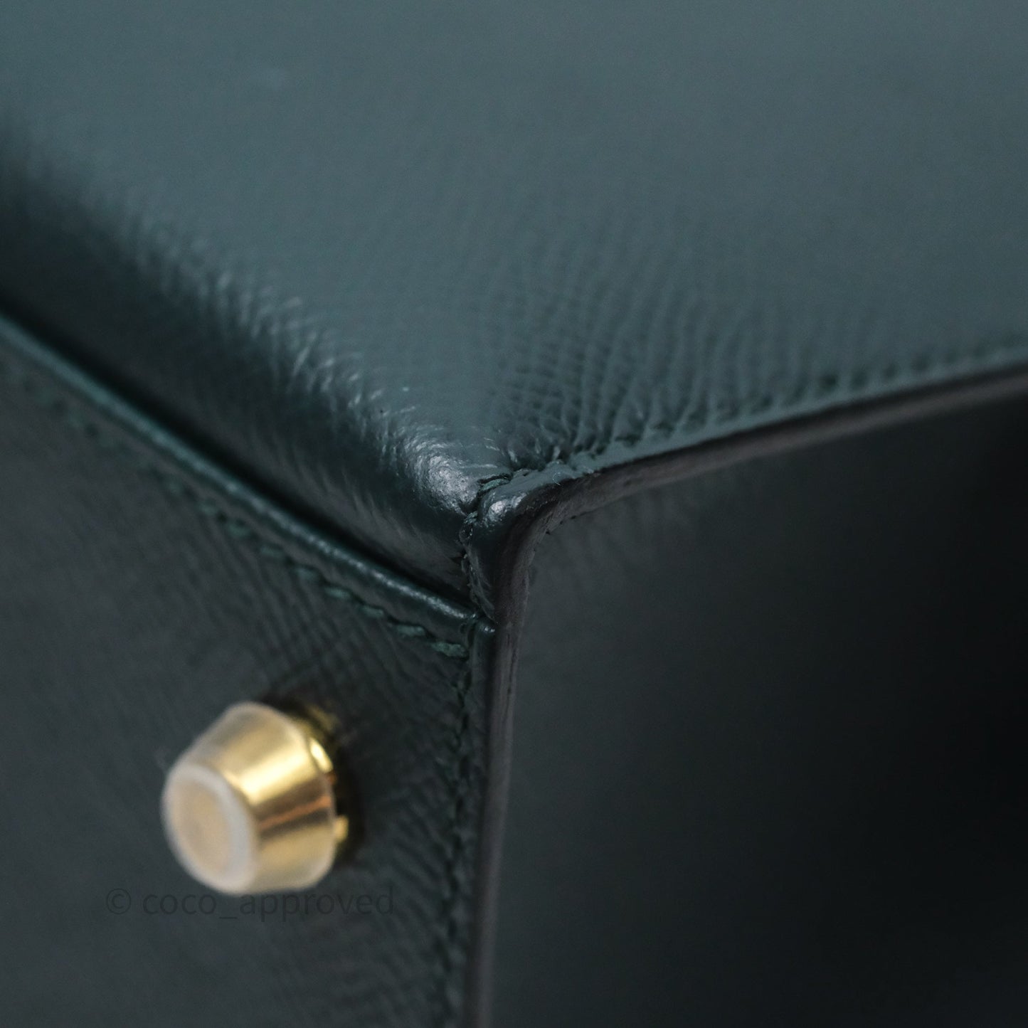 Hermès Kelly 28 Sellier Vert Cypres 6O Epsom Gold Hardware