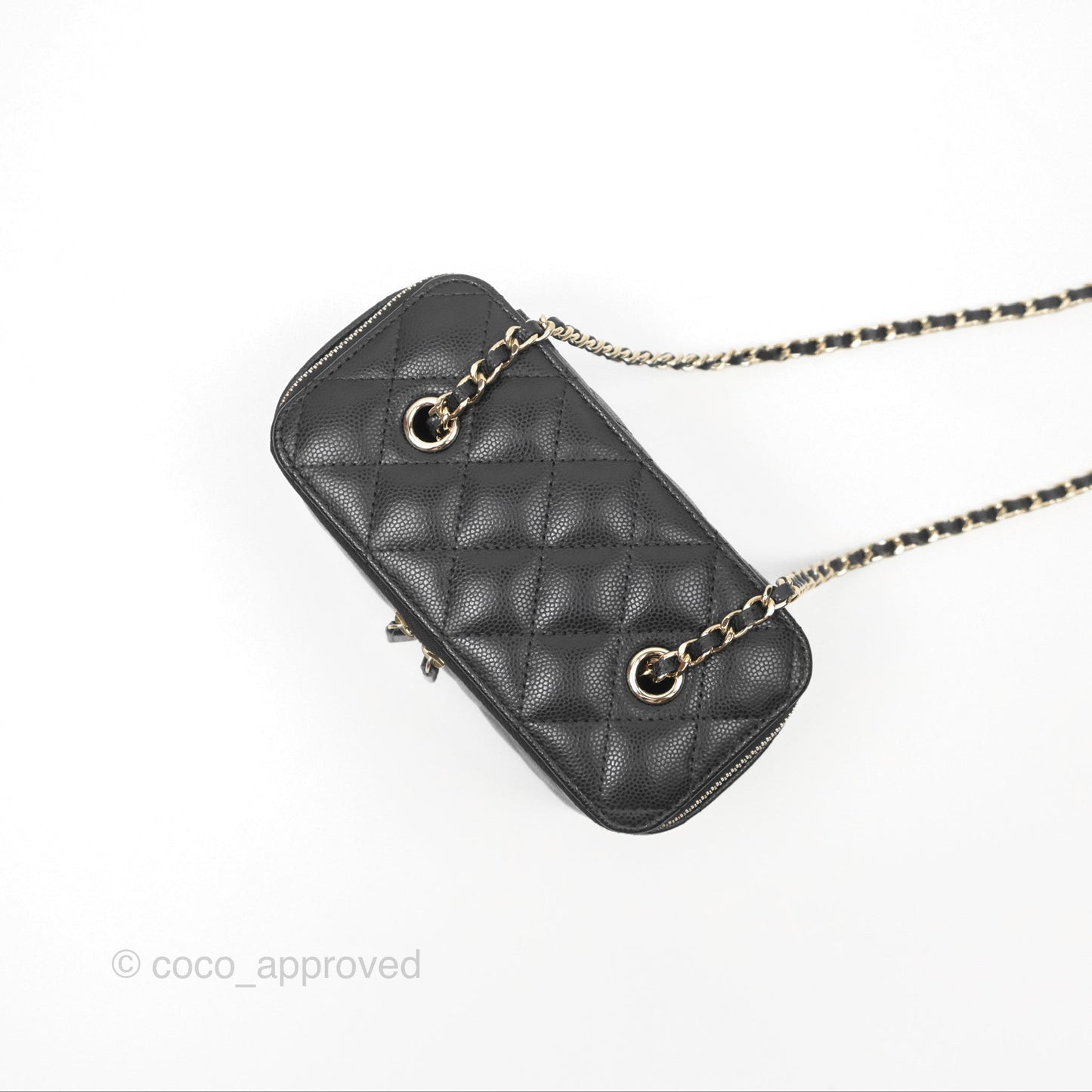 Chanel Vanity Rectangular With Chain Black Caviar Gold Hardware