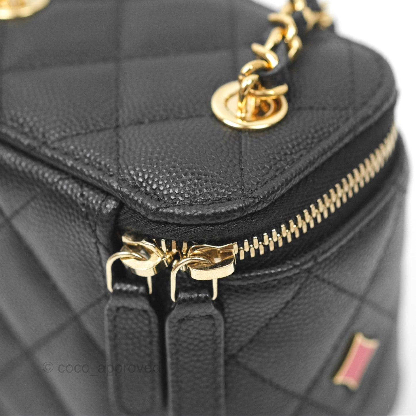 Chanel Mini Poker Vanity With Chain Black Caviar Gold Hardware
