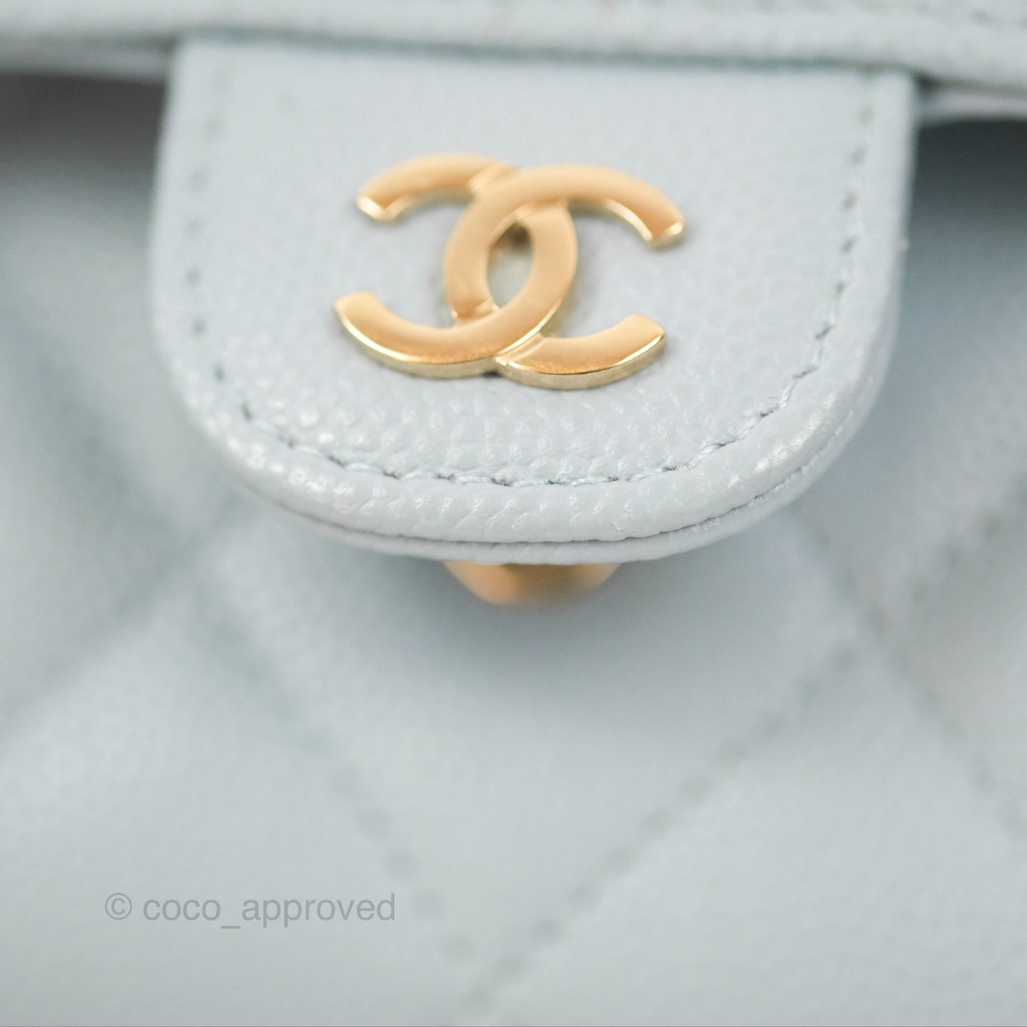 Chanel Classic Quilted Flap Long Wallet Light Blue Caviar Gold Hardware