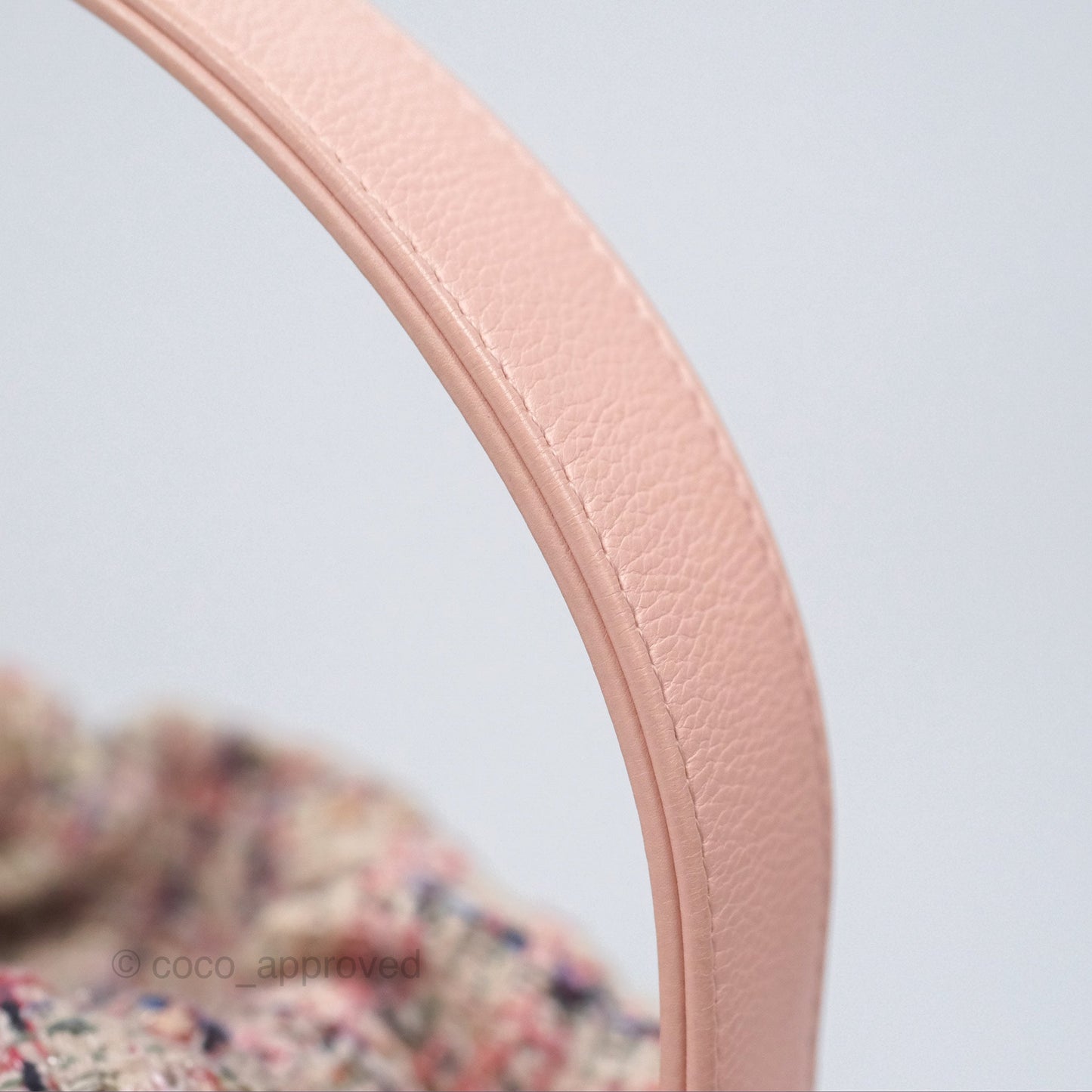 Chanel Quilted Top Handle Drawstring Bucket Bag Calfskin Tweed Pink Aged Gold Hardware
