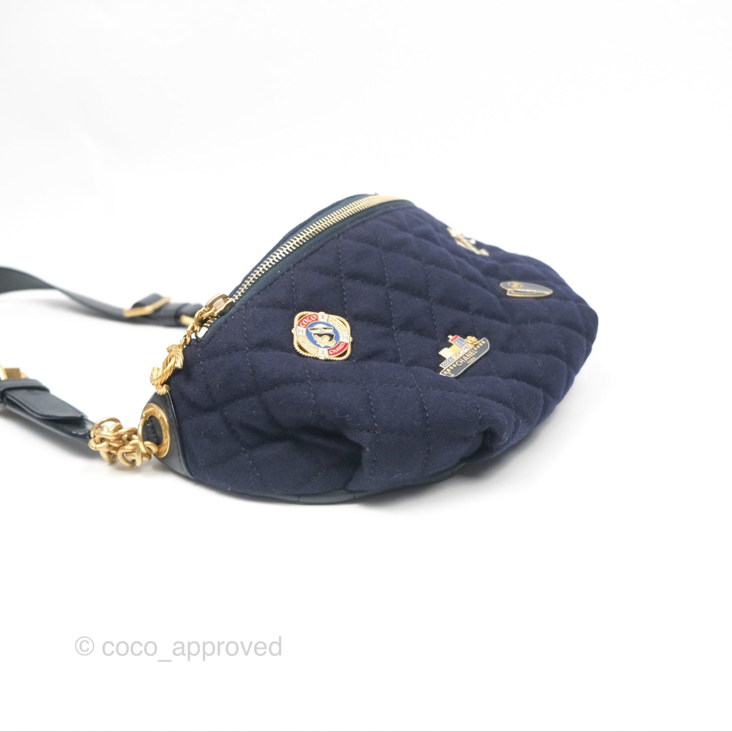 Chanel Paris Hamburg Charms Belt Bag Navy Wool Lambskin
