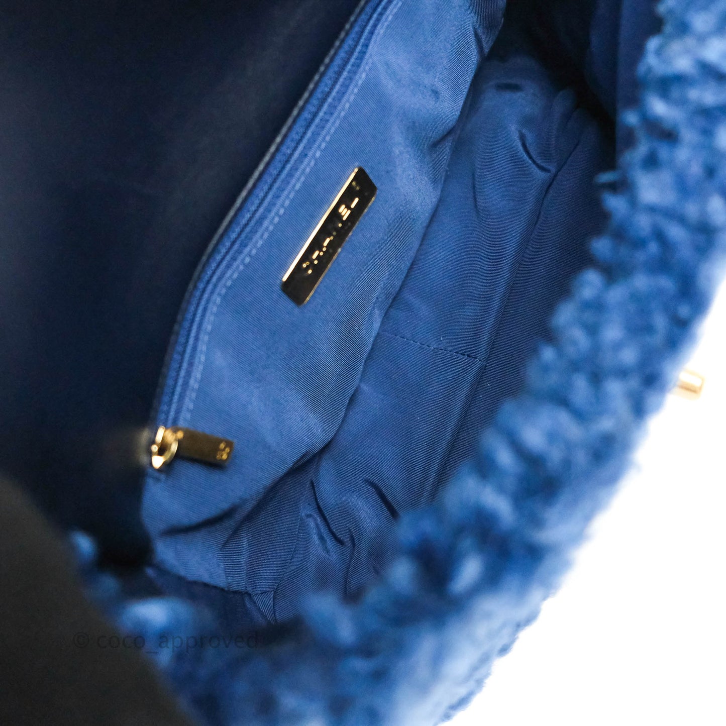 Chanel 19 Medium Shearling Blue Mixed Hardware 20A
