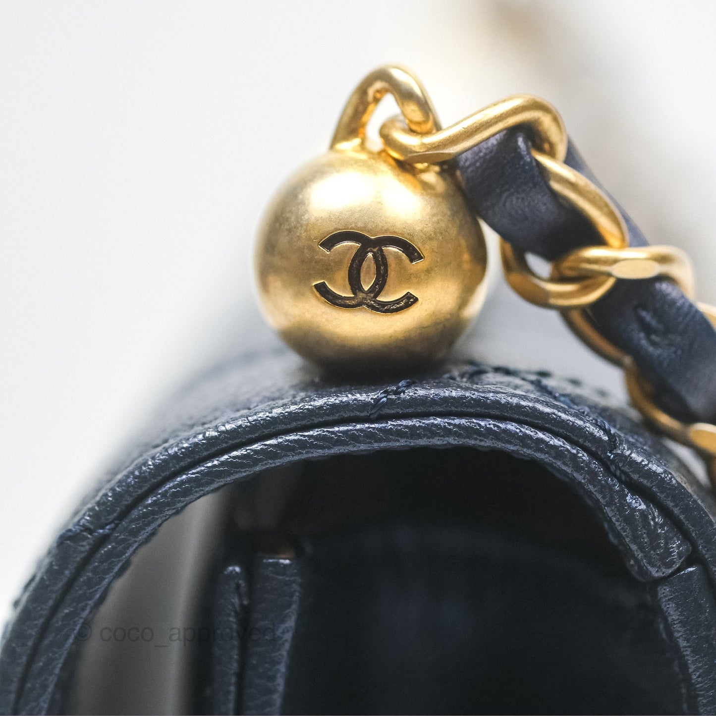 Chanel Small Quilted Chic Pearls Flap Iridescent Navy Goatskin Aged Gold Hardware