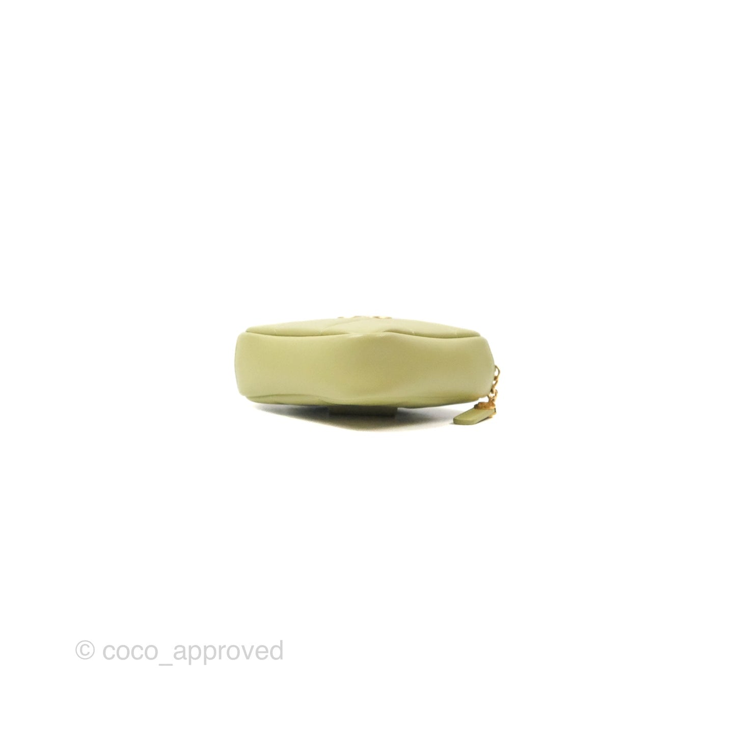 Chanel Diamond Belt Coin Purse Avocado Green Lambskin Aged Gold Hardware
