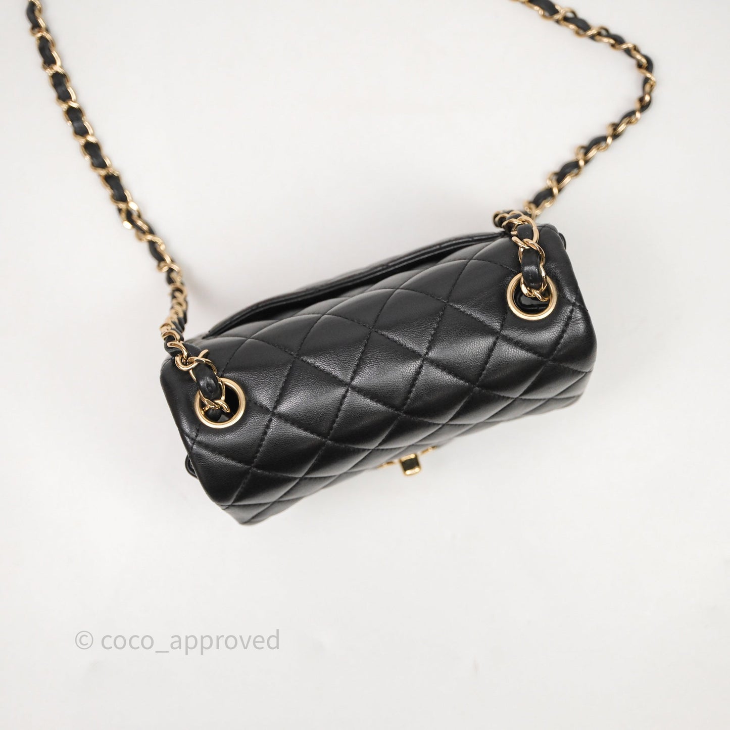 Chanel Mini Square Quilted Black Lambskin Gold Hardware