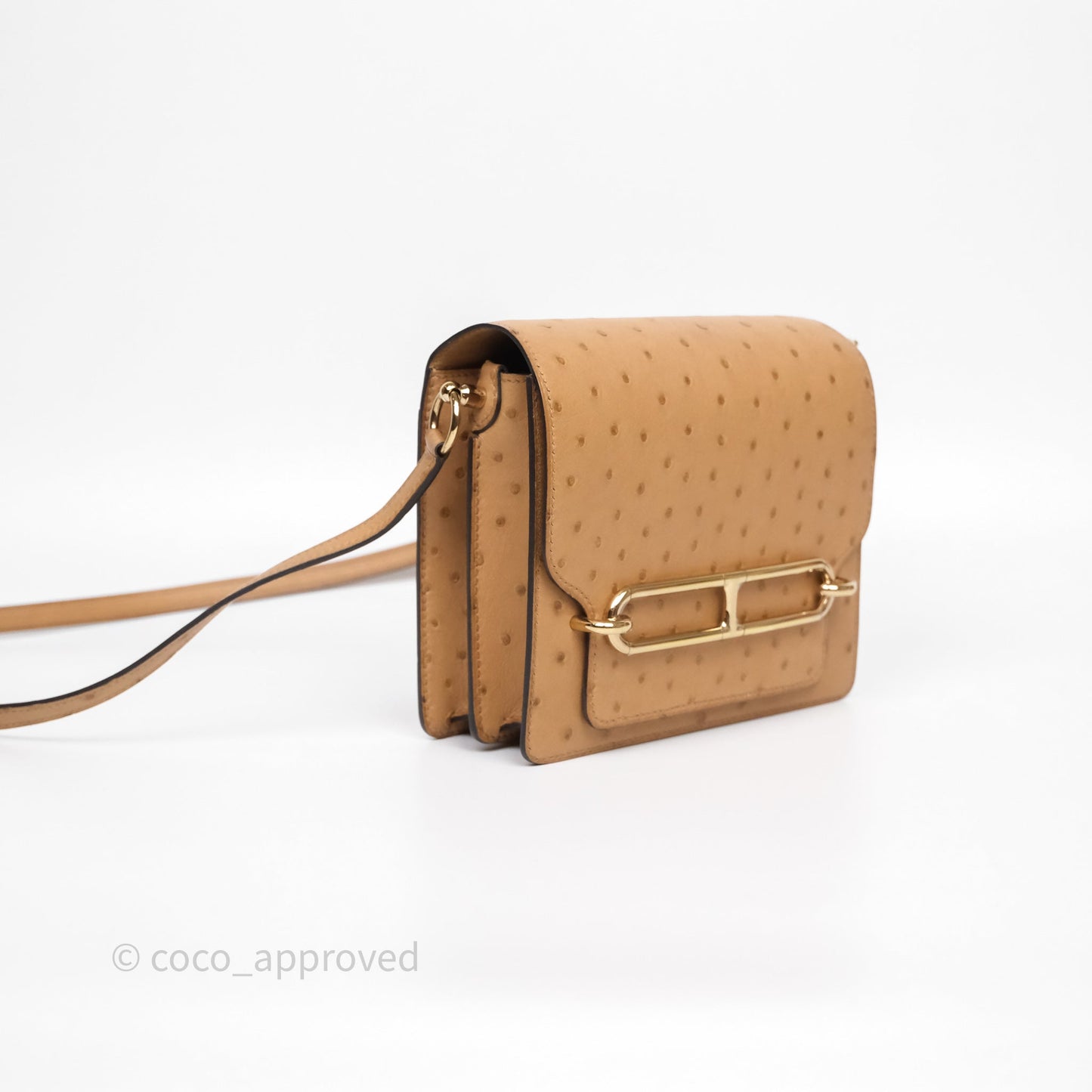 Hermès Roulis Mini 18 Chai 0M Ostich Gold Hardware