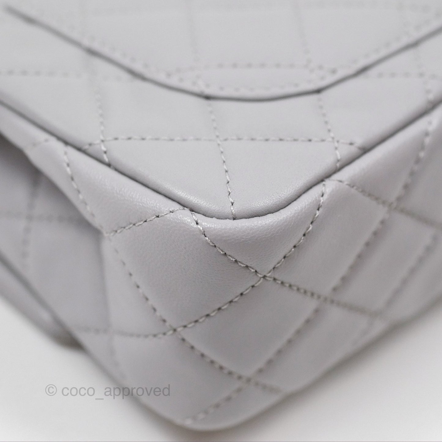 Chanel Mini Rectangular Pearl Crush Grey Lambskin Aged Gold Hardware