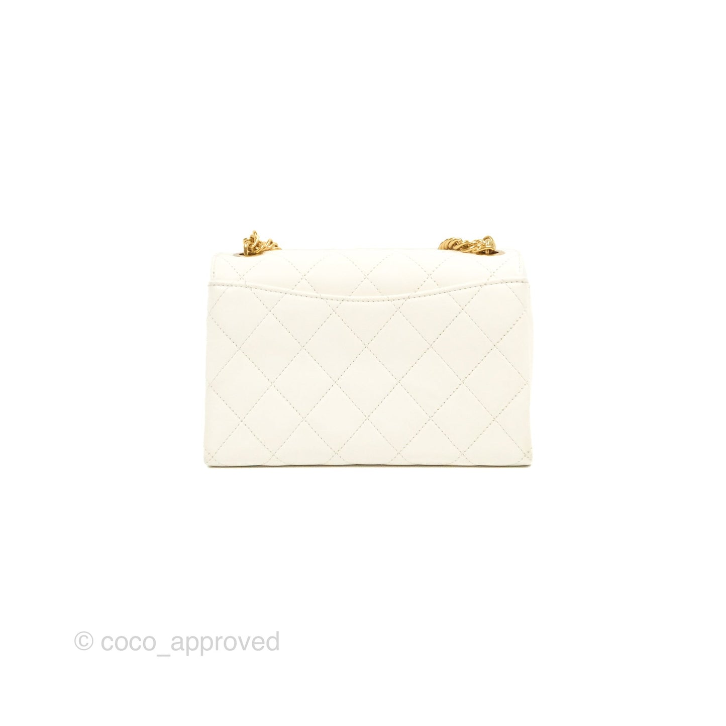 Chanel Mini Flap Bag with Enamel Charm Chain White Lambskin Gold Hardware