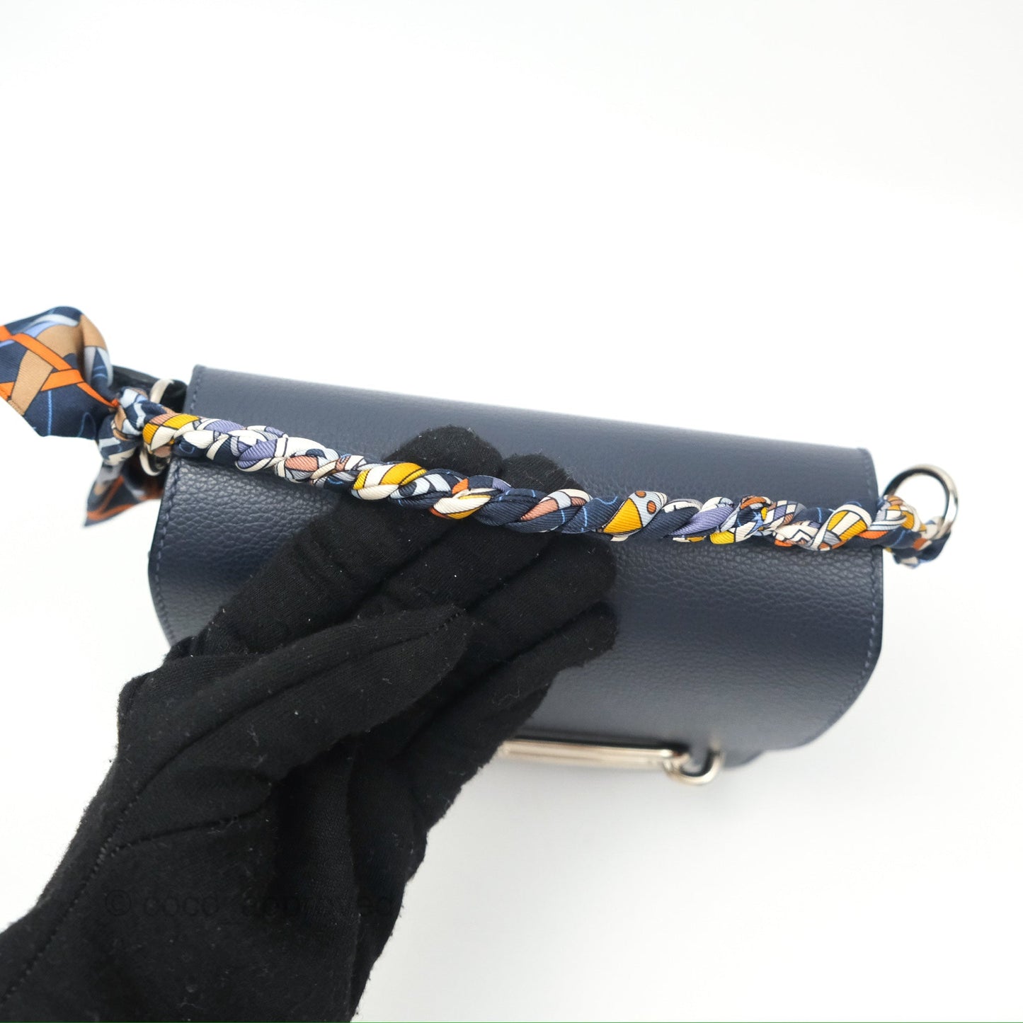 Hermès Roulis Mini 18 Blue Nuit Evercolor Palladium Hardware