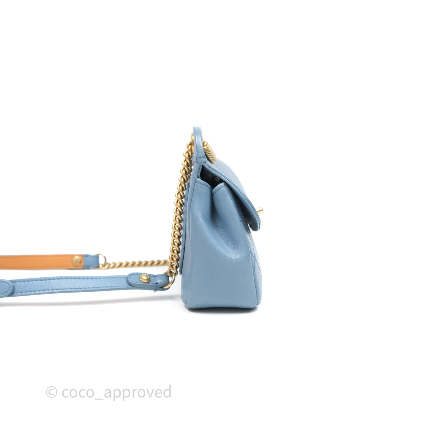 Chanel Curved Flap Bag Blue Lambskin Aged Gold Hardware
