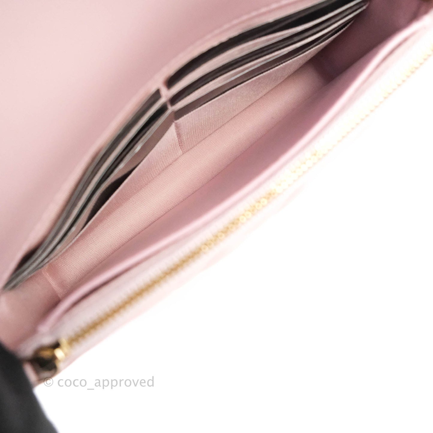 Chanel Quilted Wallet On Chain WOC With Pearl Chain Pink Aged Gold Hardware