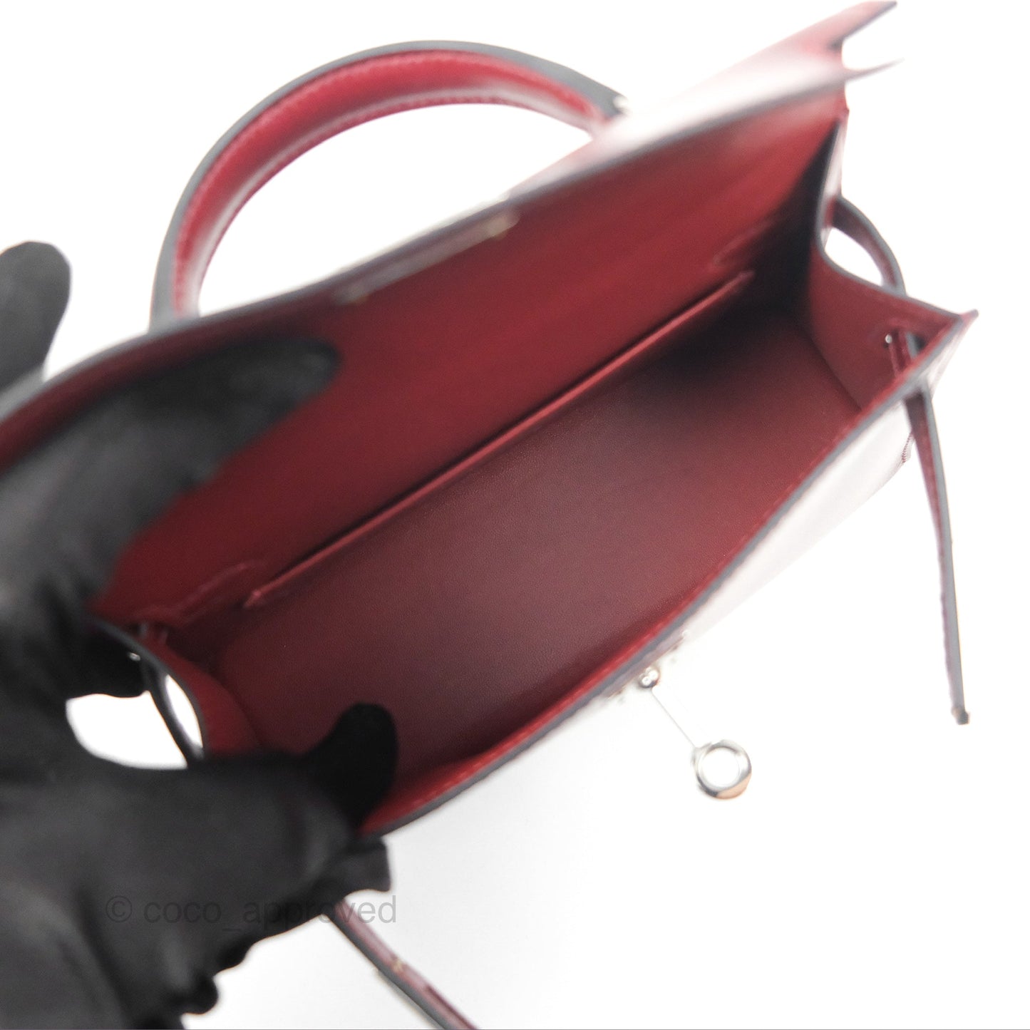 Hermès Mini Kelly II Sellier Rouge H Box Leather Palladium Hardware