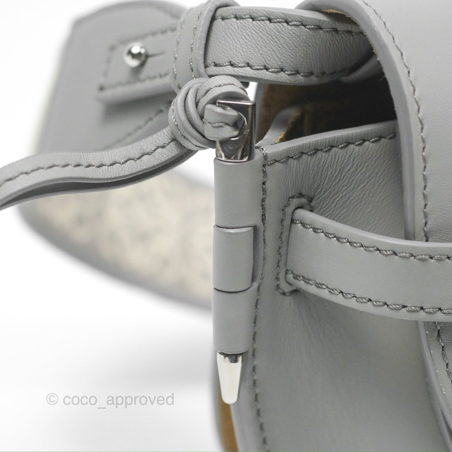 Loewe Mini Gate Dual Bag in Soft Calfskin & Jacquard Strap Light Grey