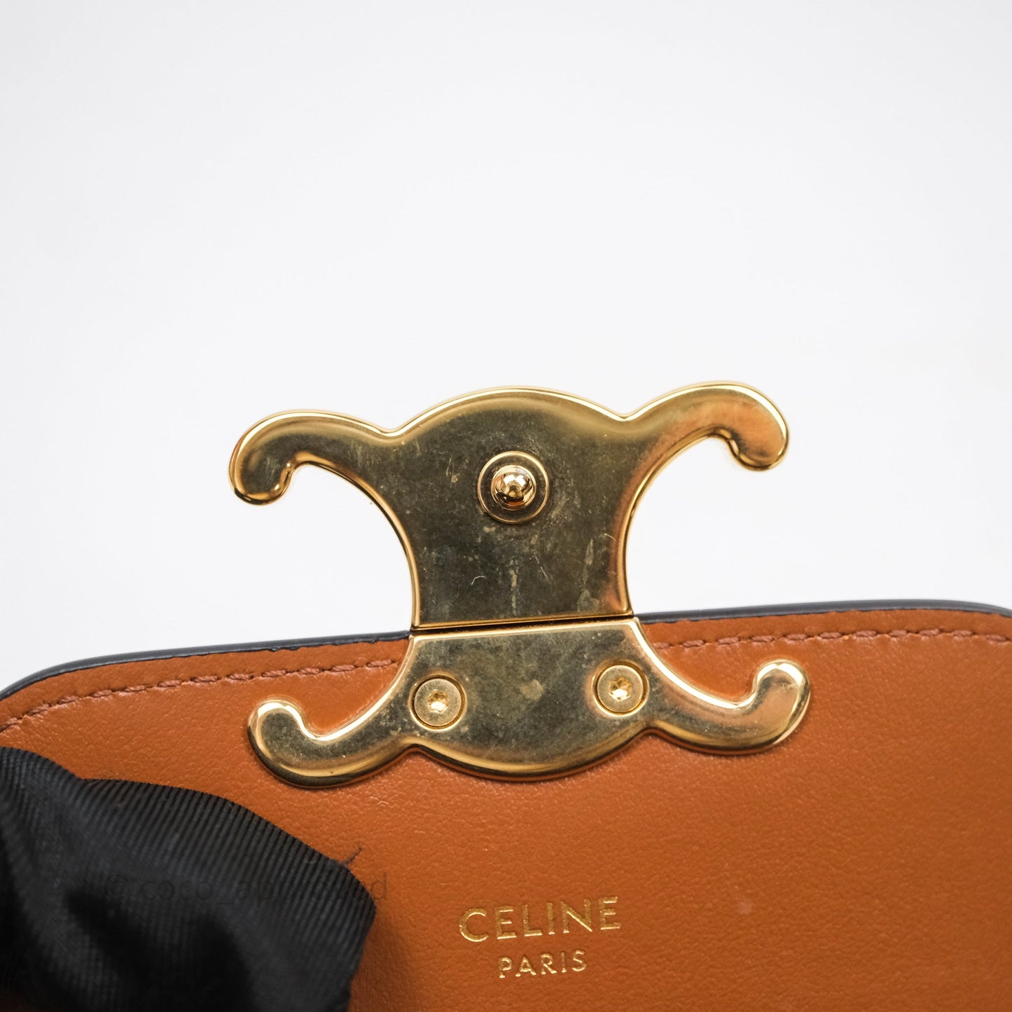 Celine Mini Triomphe Canvas Tan Calfskin