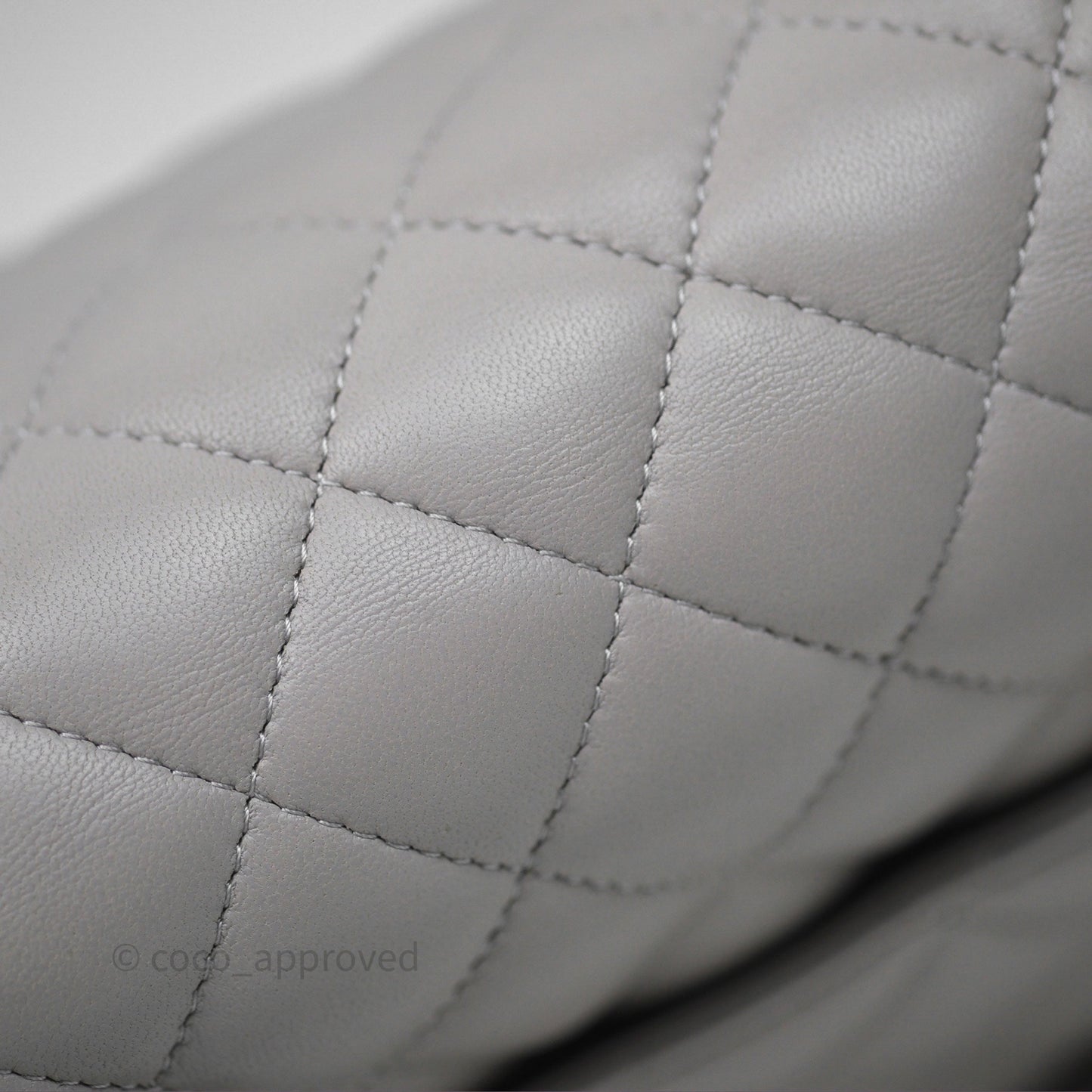 Chanel Mini Square Flap Quilted Light Grey Lambskin Gold Hardware