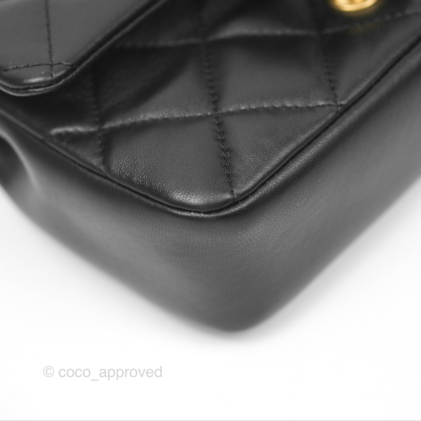 Chanel Mini Flap Bag With Heart CC Charm Black Lambskin Aged Gold Hardware