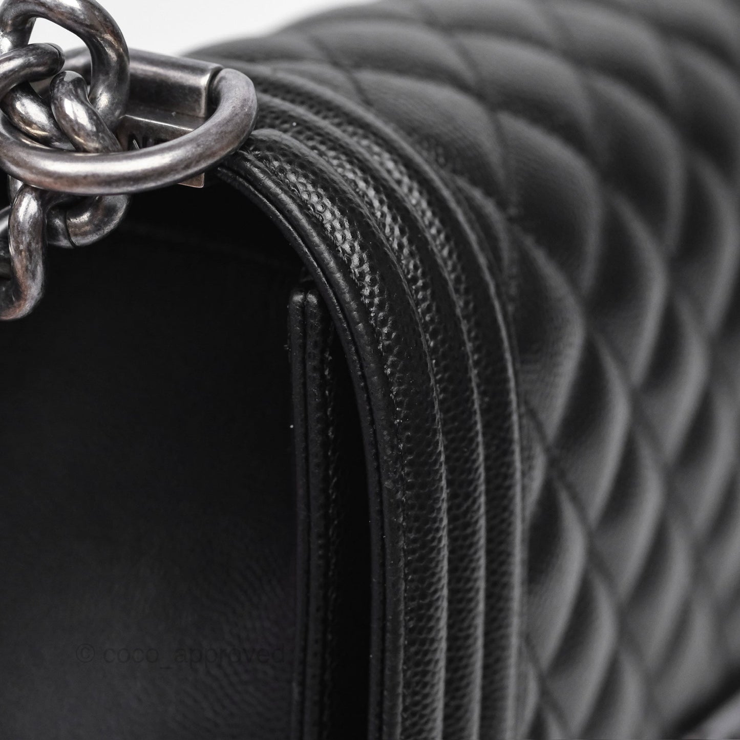 Chanel Medium Boy Quilted Black Caviar Ruthenium Hardware