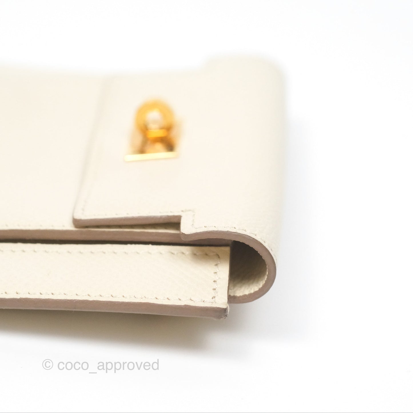 Hermès Kelly Pocket Compact Wallet Nata I2 Gold Hardware