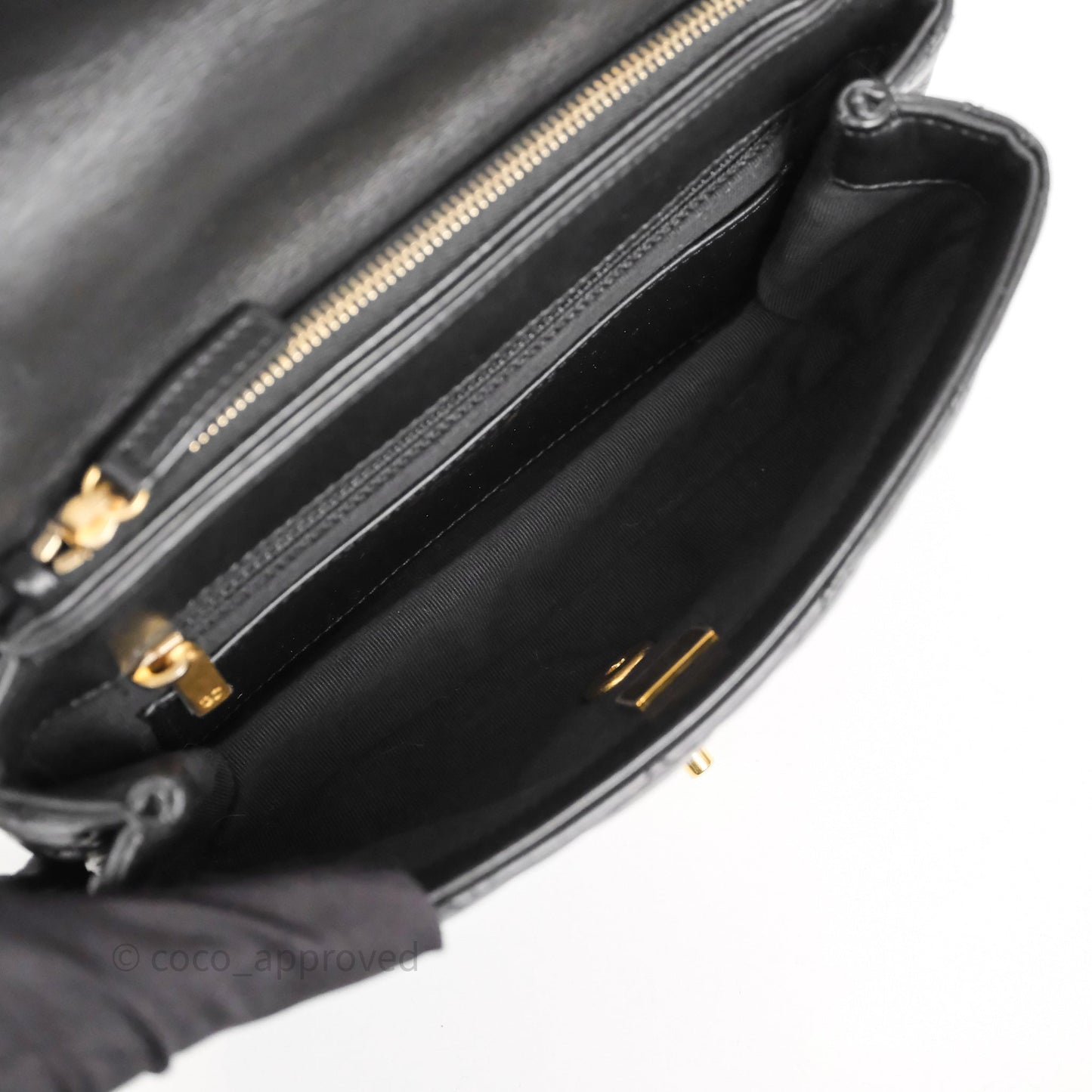 Chanel Small All Slide Adjustable Chain Flap Bag Black Lambskin Aged Gold Hardware 22K