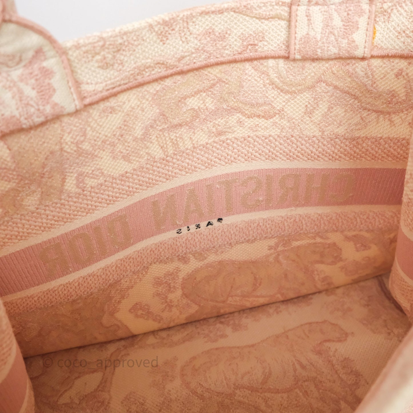 Christian Dior Medium Book Tote Ecru and Pink Toile de Jouy Embroidery