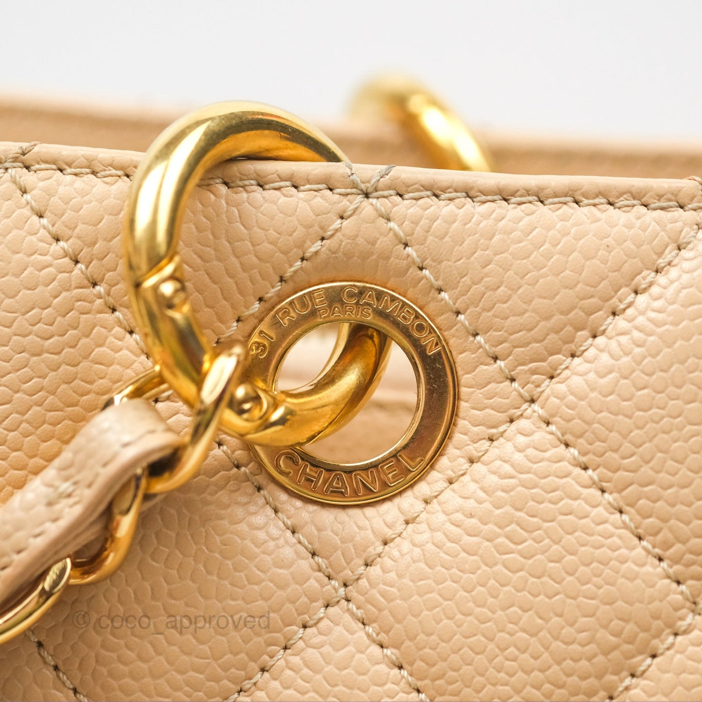 Chanel GST Beige Caviar Gold Hardware