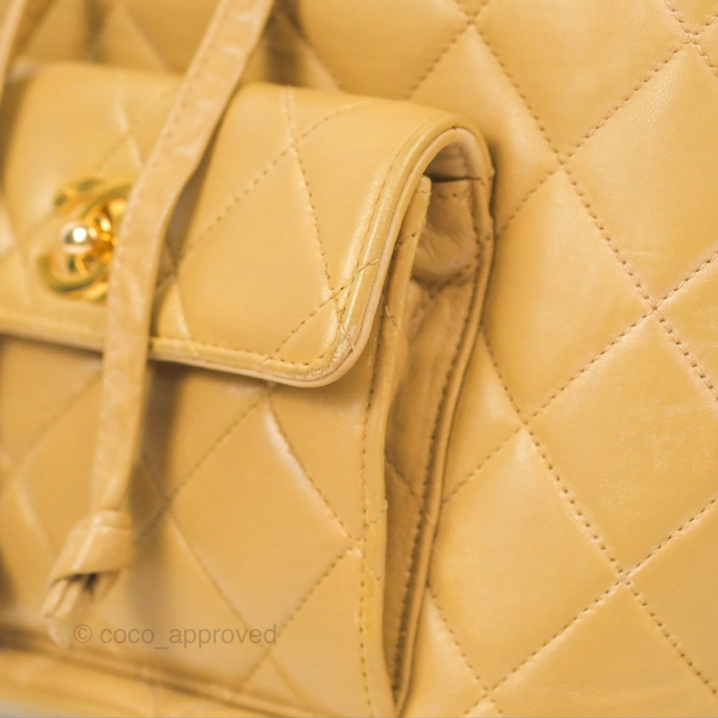 Chanel Vintage CC Duma Backpack Beige Lambskin 24K Gold Hardware
