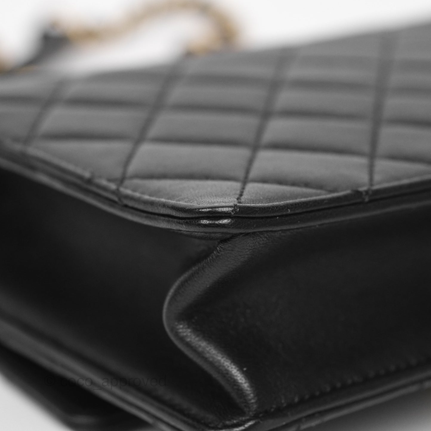 Chanel Small Chic Pearls Flap Quilted Black Goatskin Aged Gold Hardware
