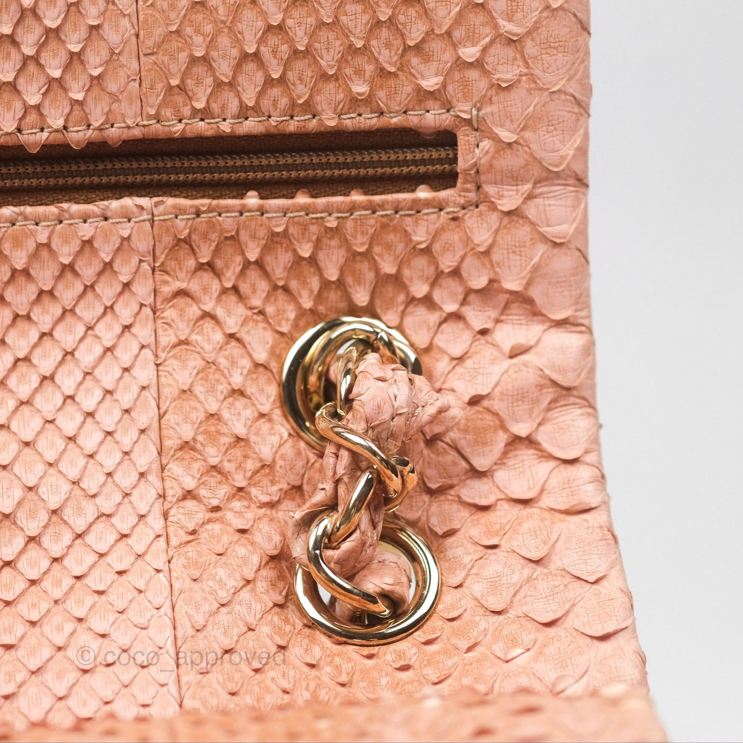 Chanel Jumbo Double Flap Python Pink Gold Hardware