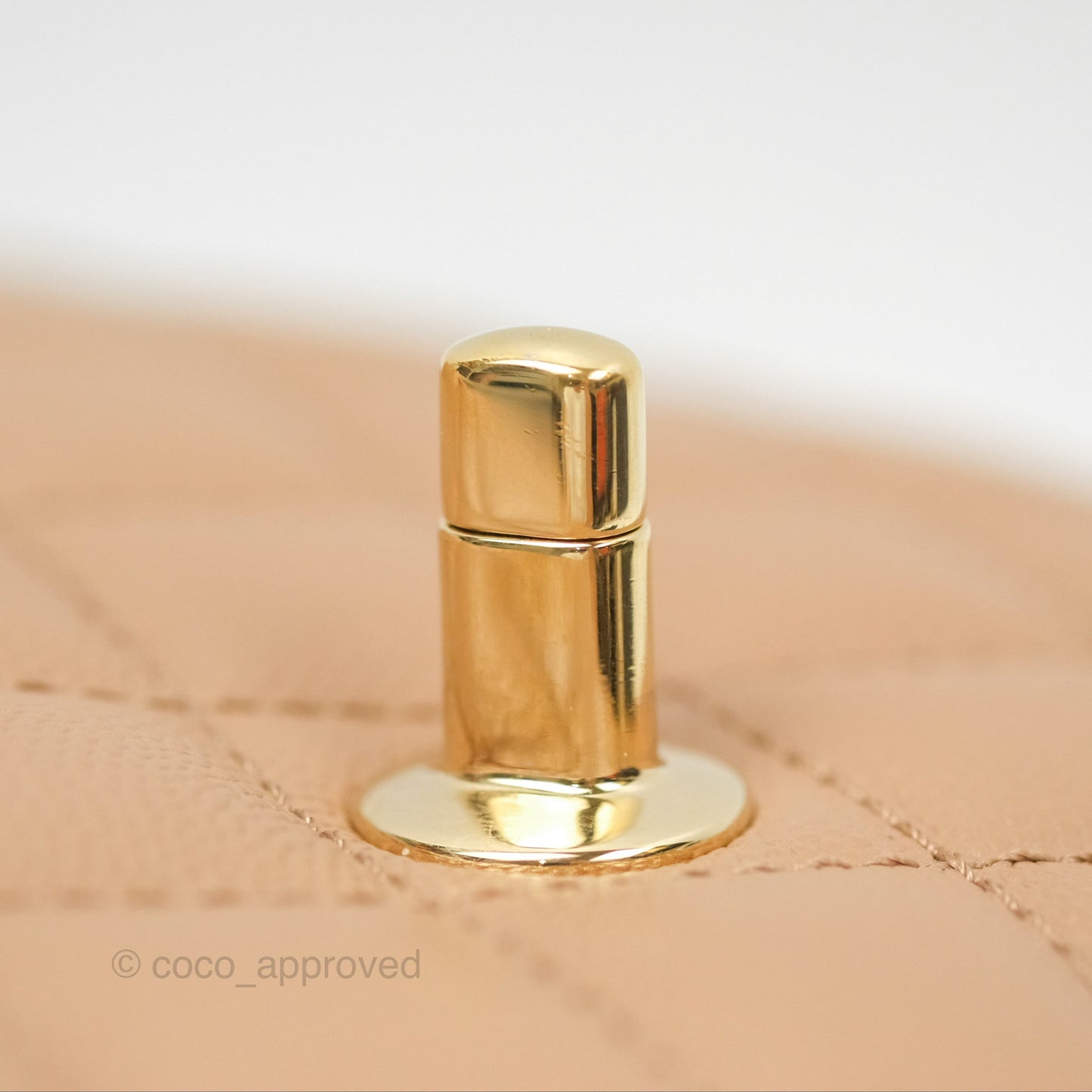 Chanel Mini Coco Handle Quilted Beige Caviar Gold Hardware