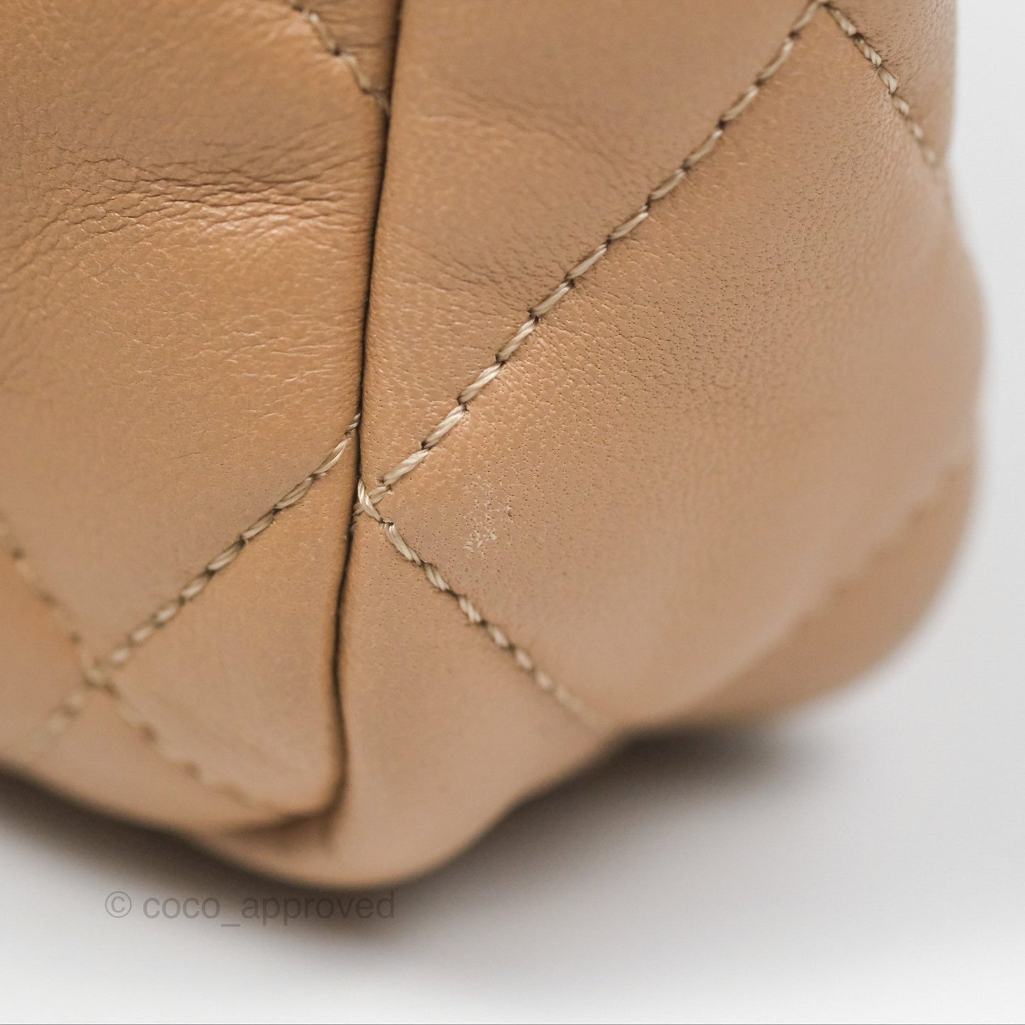 Chanel Small Chunky Chain Flap Bag Lambskin Beige Aged Gold Hardware 22S