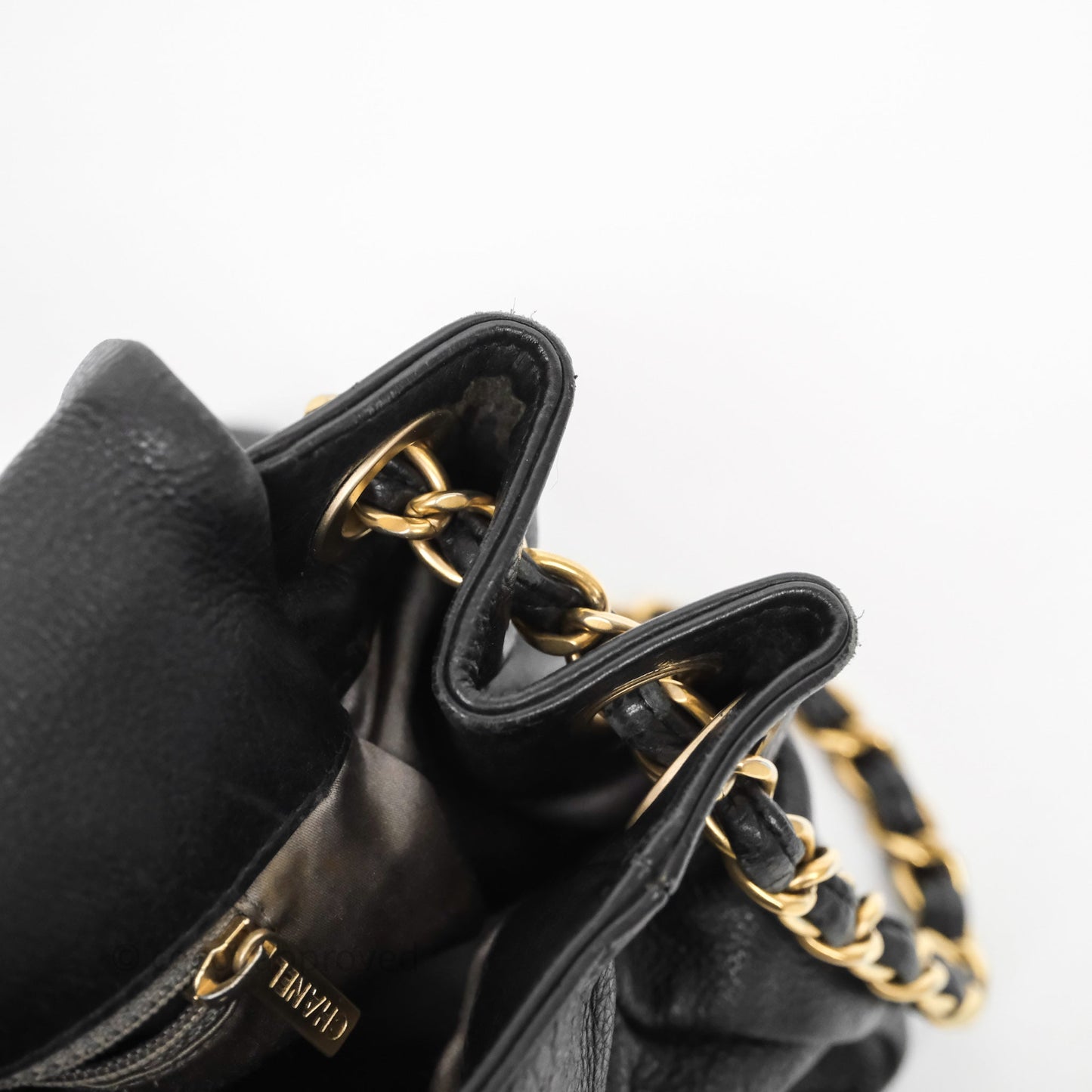 Chanel Mosaic Studs Accordion Flap Bag Black Calfskin Aged Gold Hardware