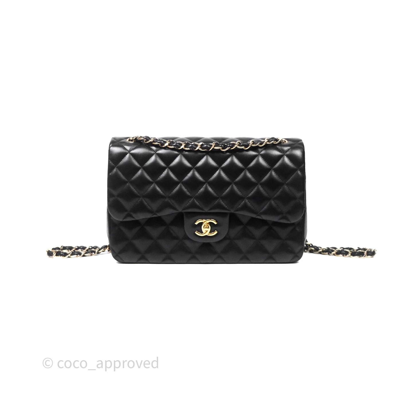 Chanel Classic Jumbo Double Flap Black Lambskin Bag Gold Hardware