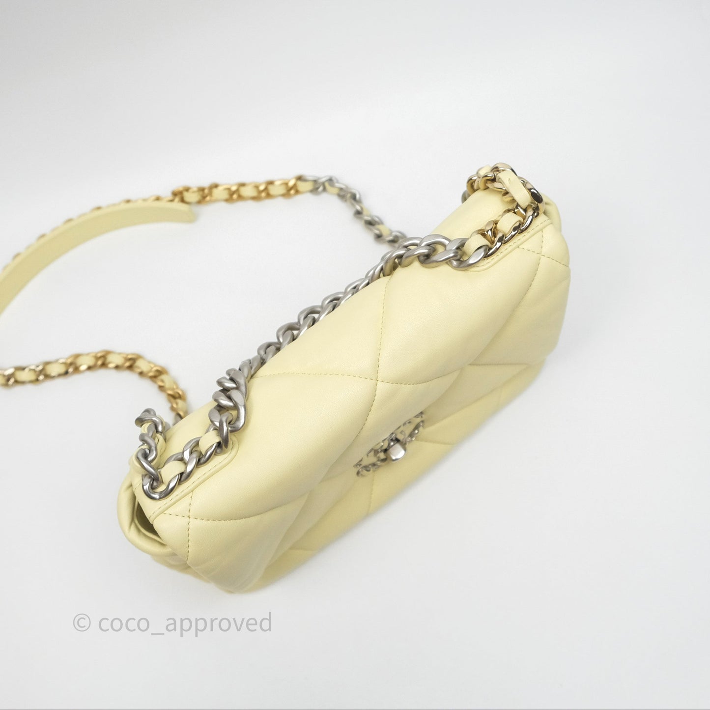 Chanel 19 Small Light Yellow Mixed Hardware