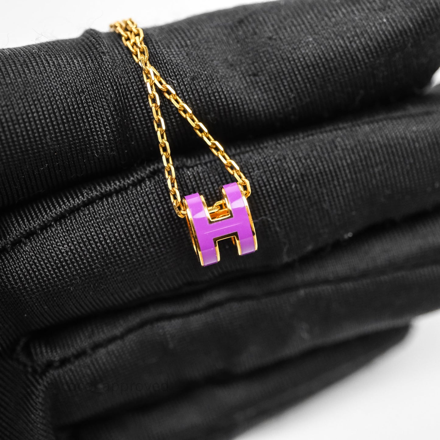 Hermès Mini Pop H Pendant Necklace Purple Gold Hardware