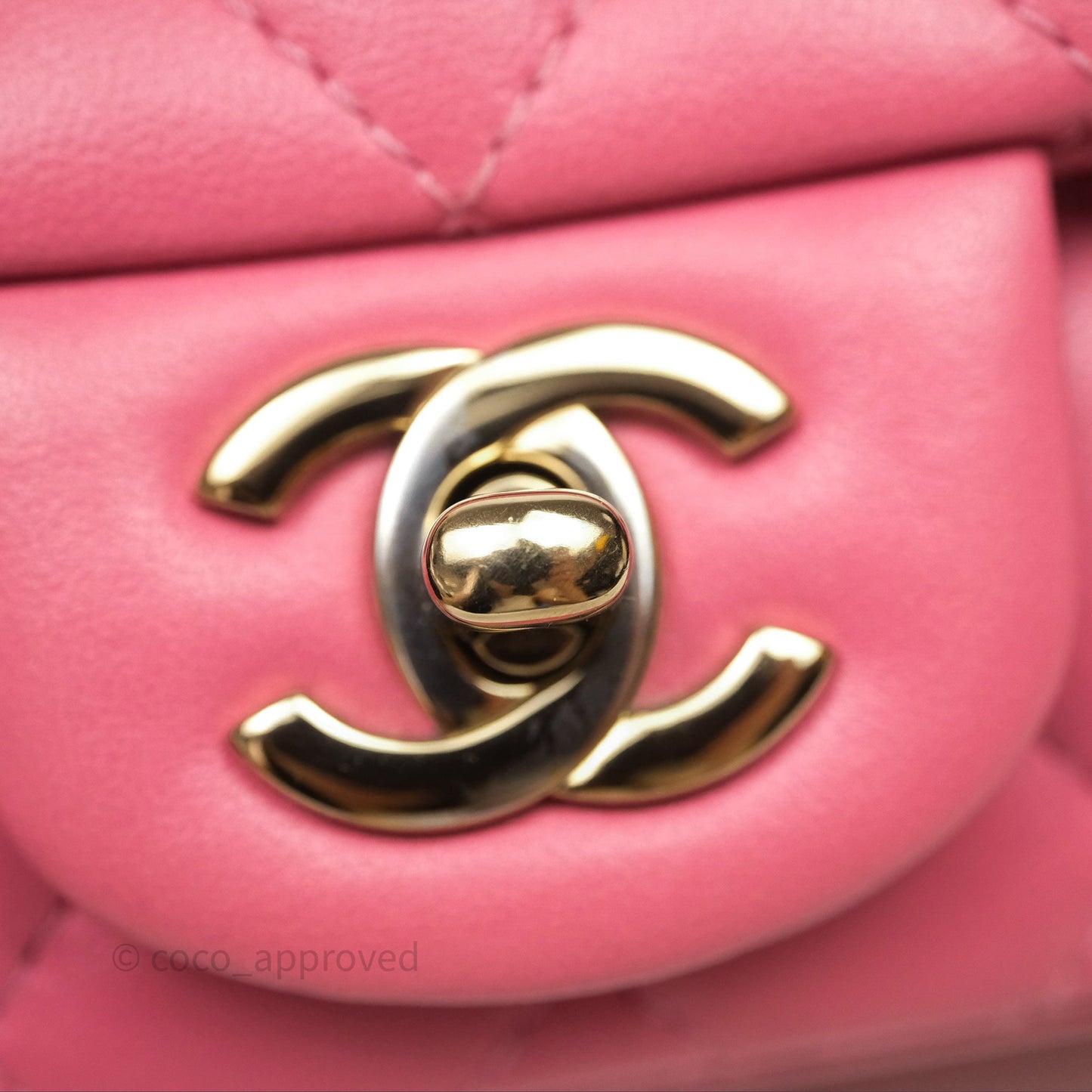 Chanel Mini Square Flap Quilted Pink Lambskin Gold Hardware