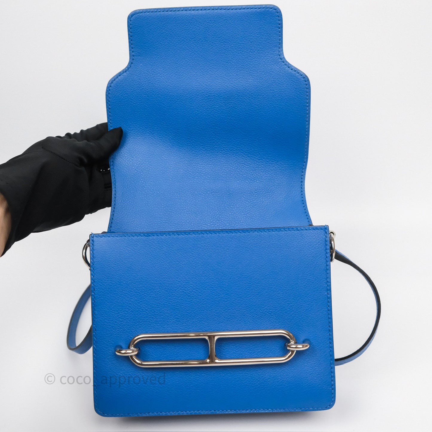 Hermès Roulis Mini 18 Blue Zellige I7 Evercolor Palladium Hardware