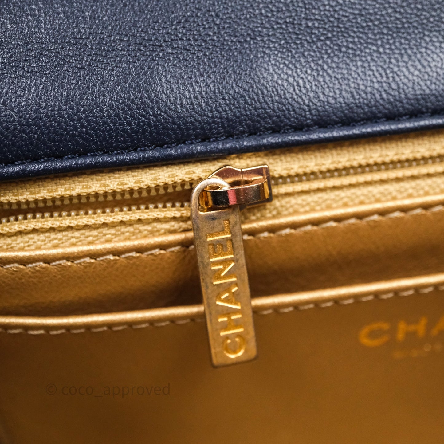 Chanel Mini Rectangular Pearl Crush Navy Lambskin Aged Gold Hardware