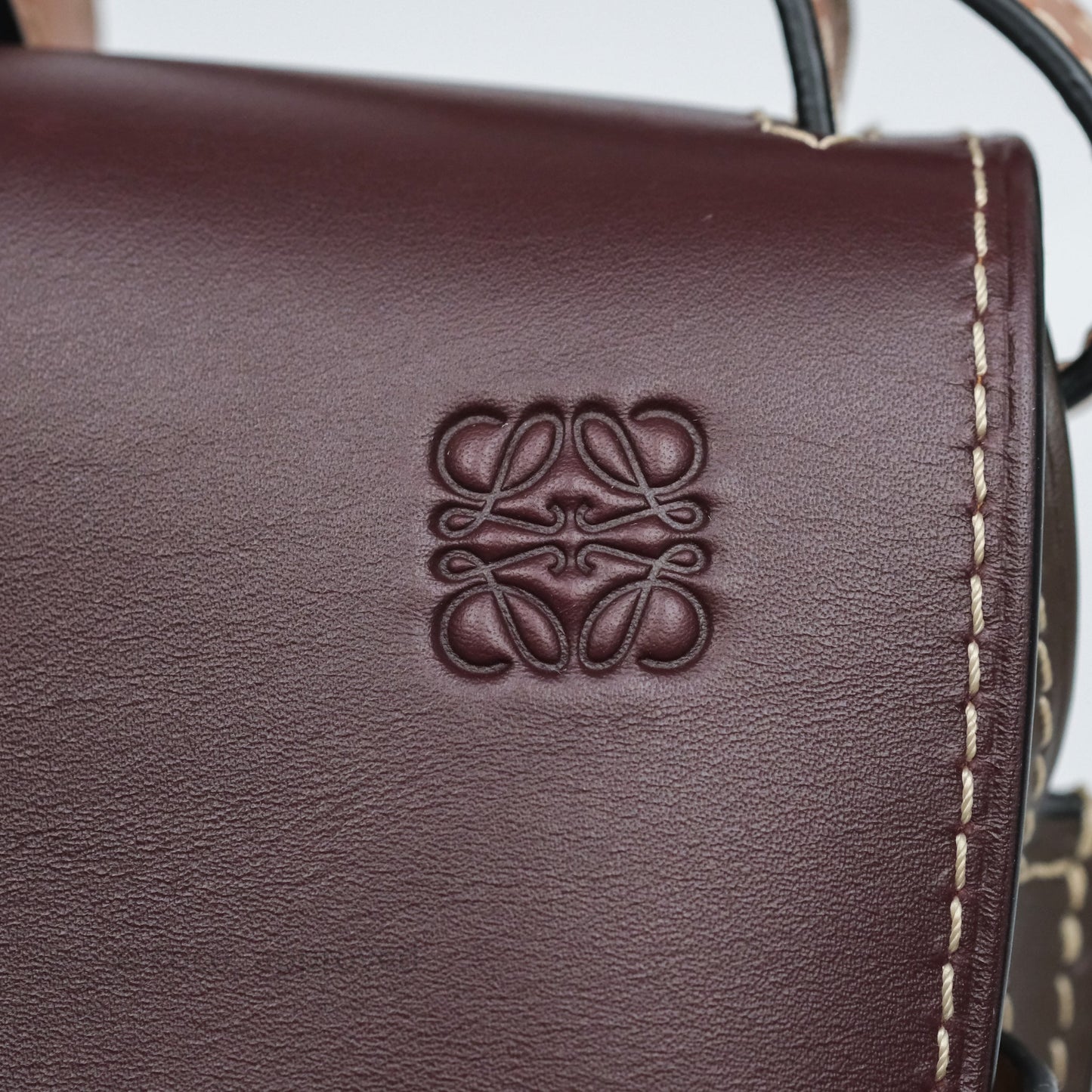 Loewe Small Gate Bag Smooth Calfskin Burgundy Tan Brown