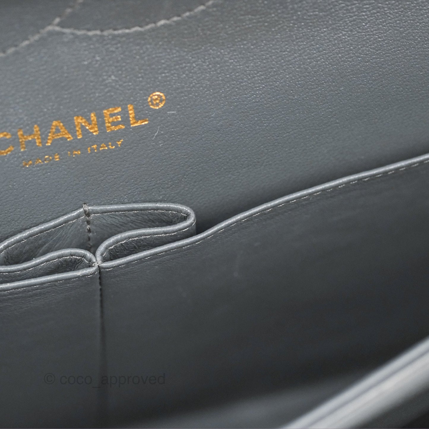 Chanel Jumbo Double Flap Dark Grey Lambskin Brushed Gold Hardware⁣⁣