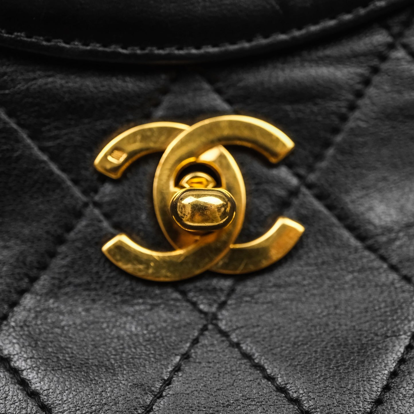Chanel Vintage 31 Small Bag Black Lambskin 24K Gold Hardware