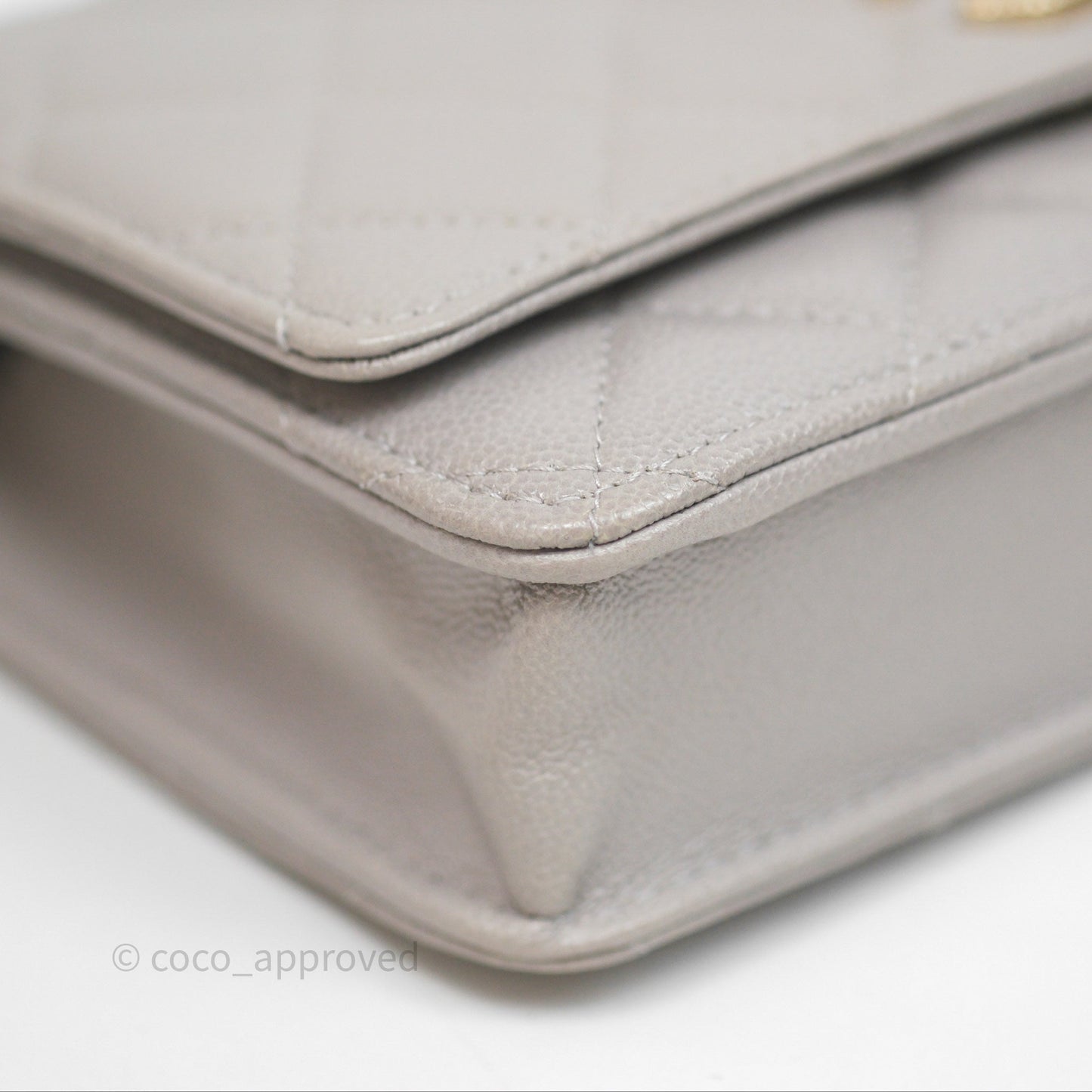 Chanel Classic Quilted Wallet on Chain WOC Grey Caviar Gold Hardware