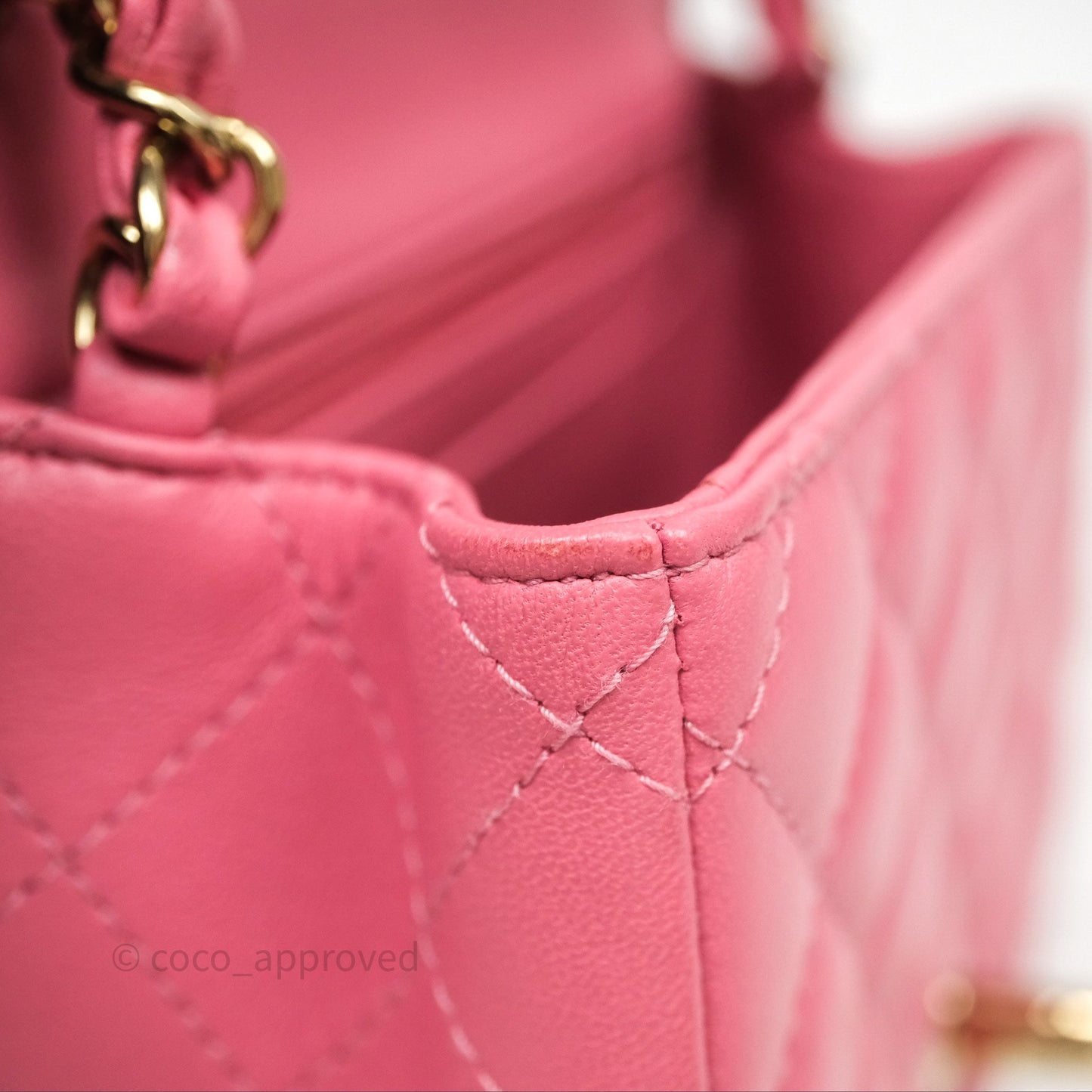 Chanel Mini Square Flap Quilted Pink Lambskin Gold Hardware