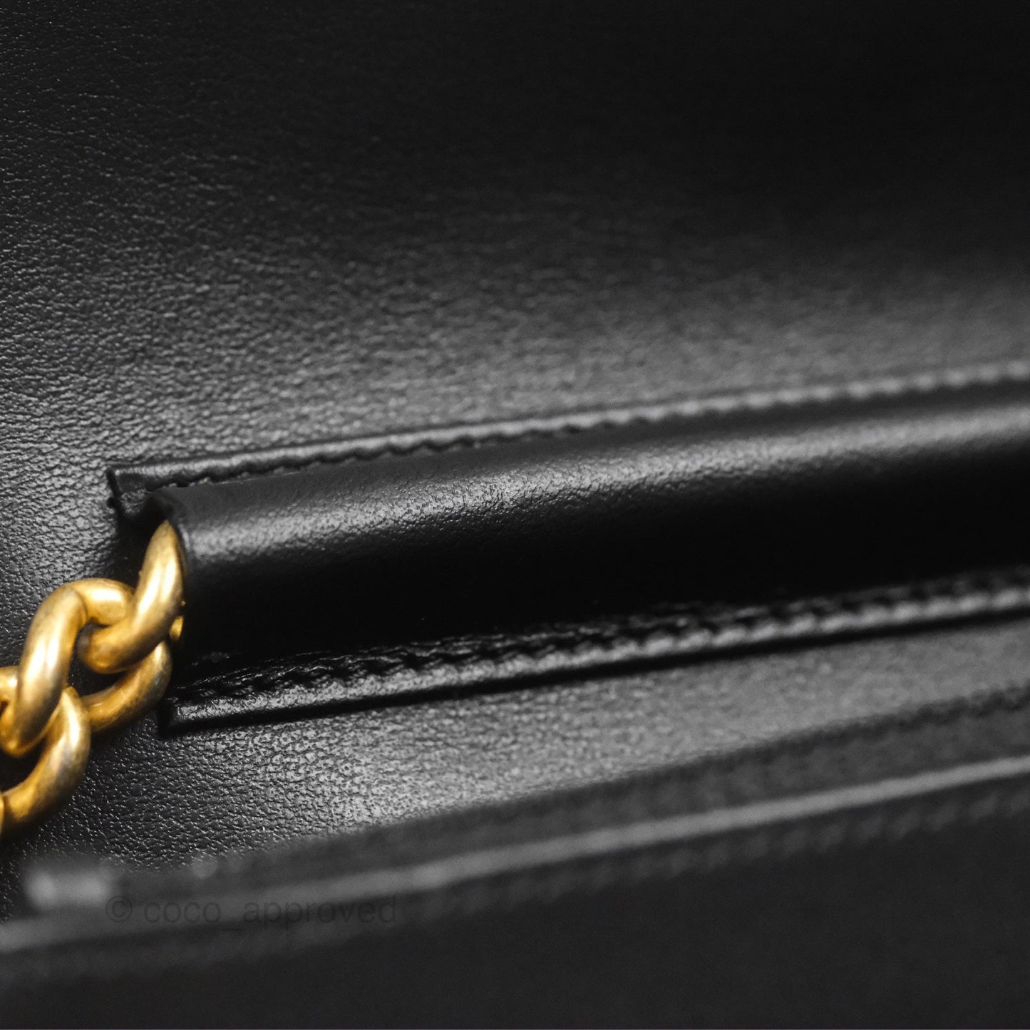 Chanel Quilted Boy Wallet on Chain WOC Black Caviar Age Gold Hardware