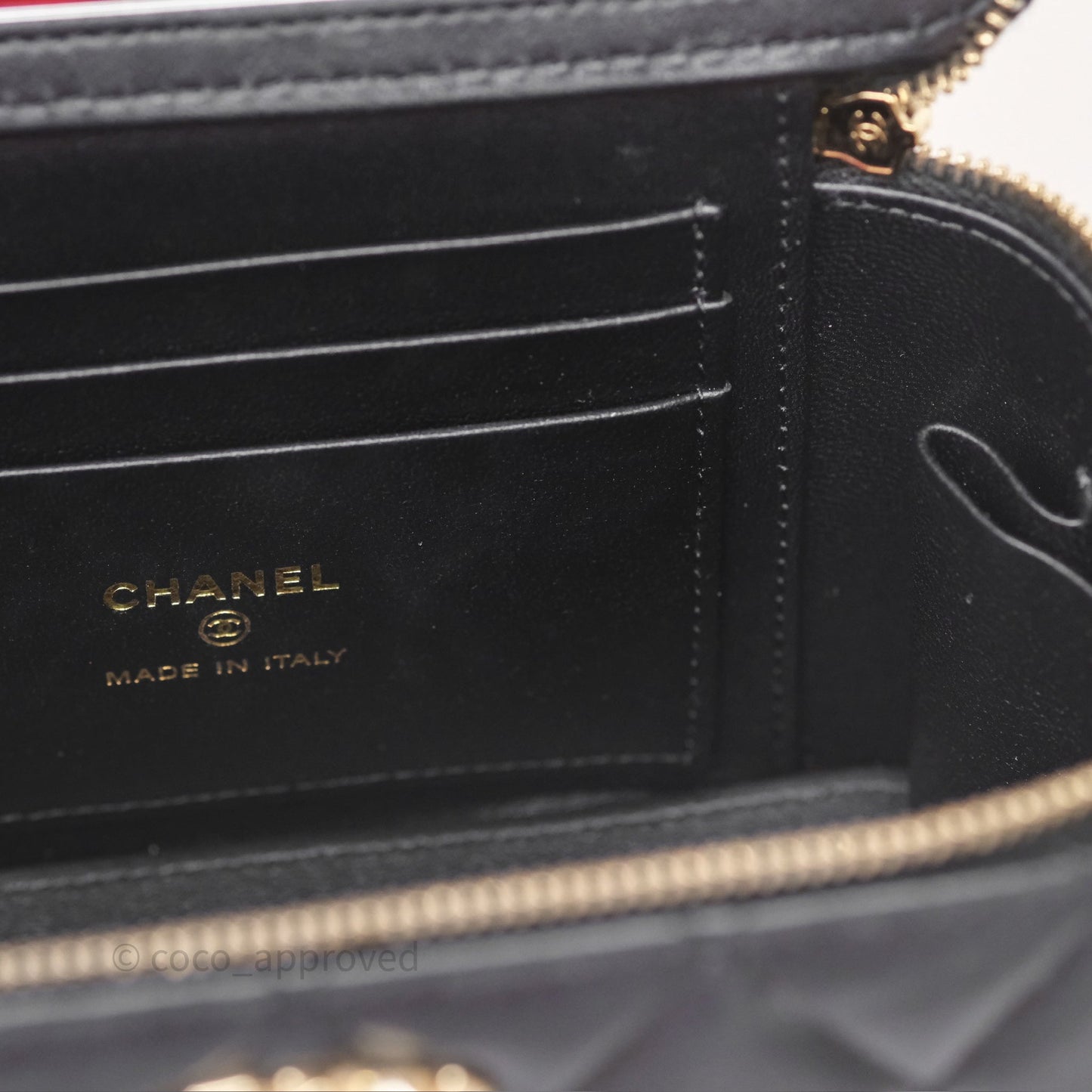 Chanel Crystals Top Handle Vanity Rectangular Black Lambskin Gold Hardware